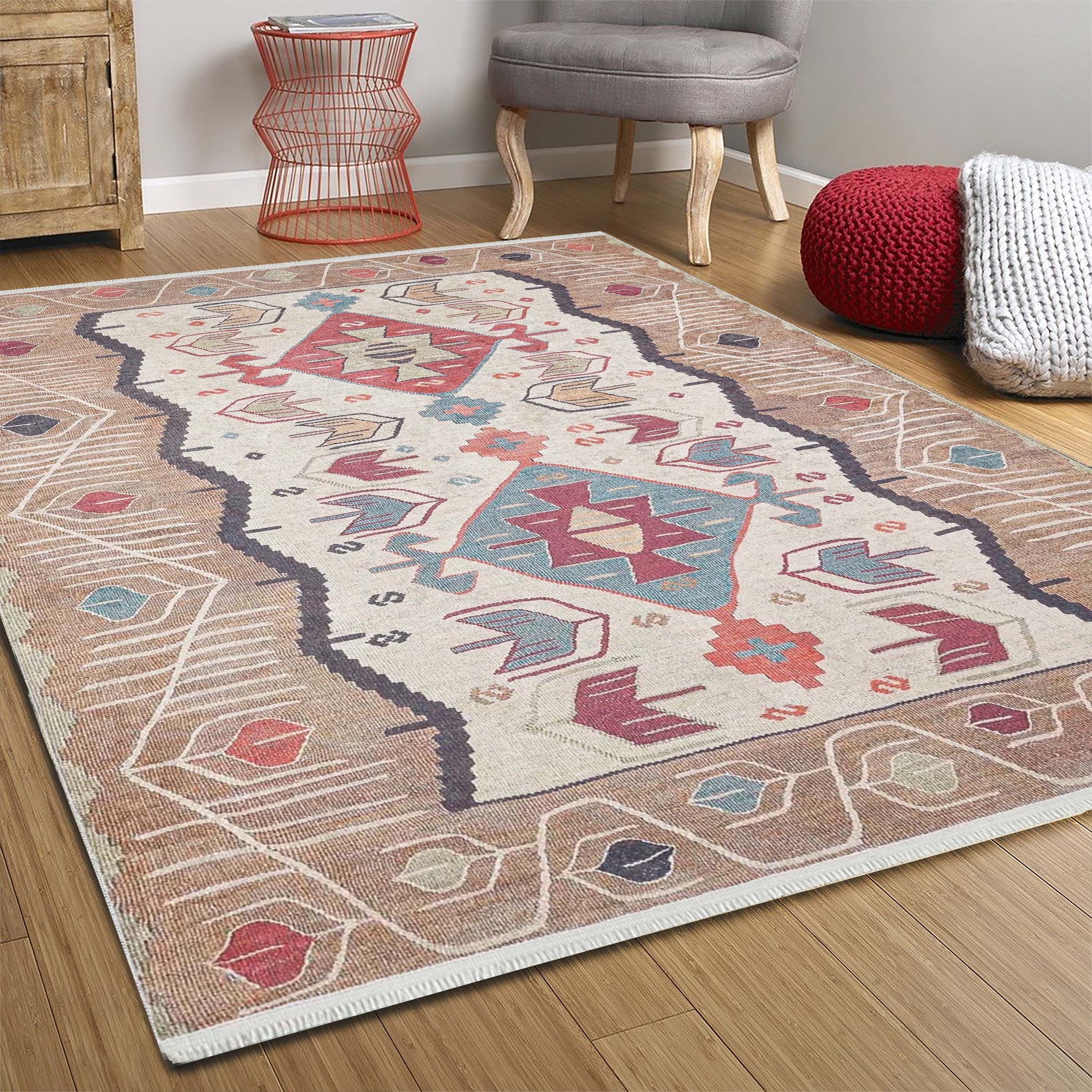 Raaf Turkish Kilim Beige Light Orange Rug