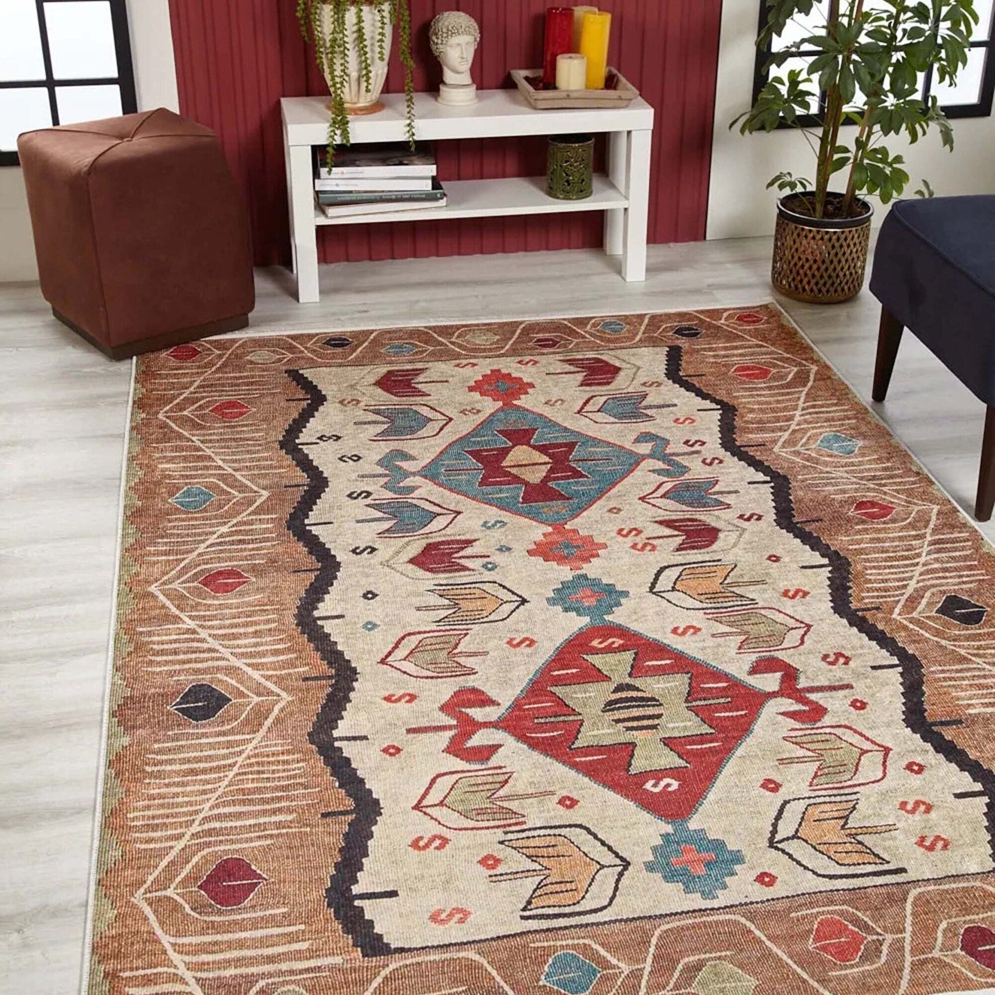 Raaf Turkish Kilim Beige Light Orange Rug