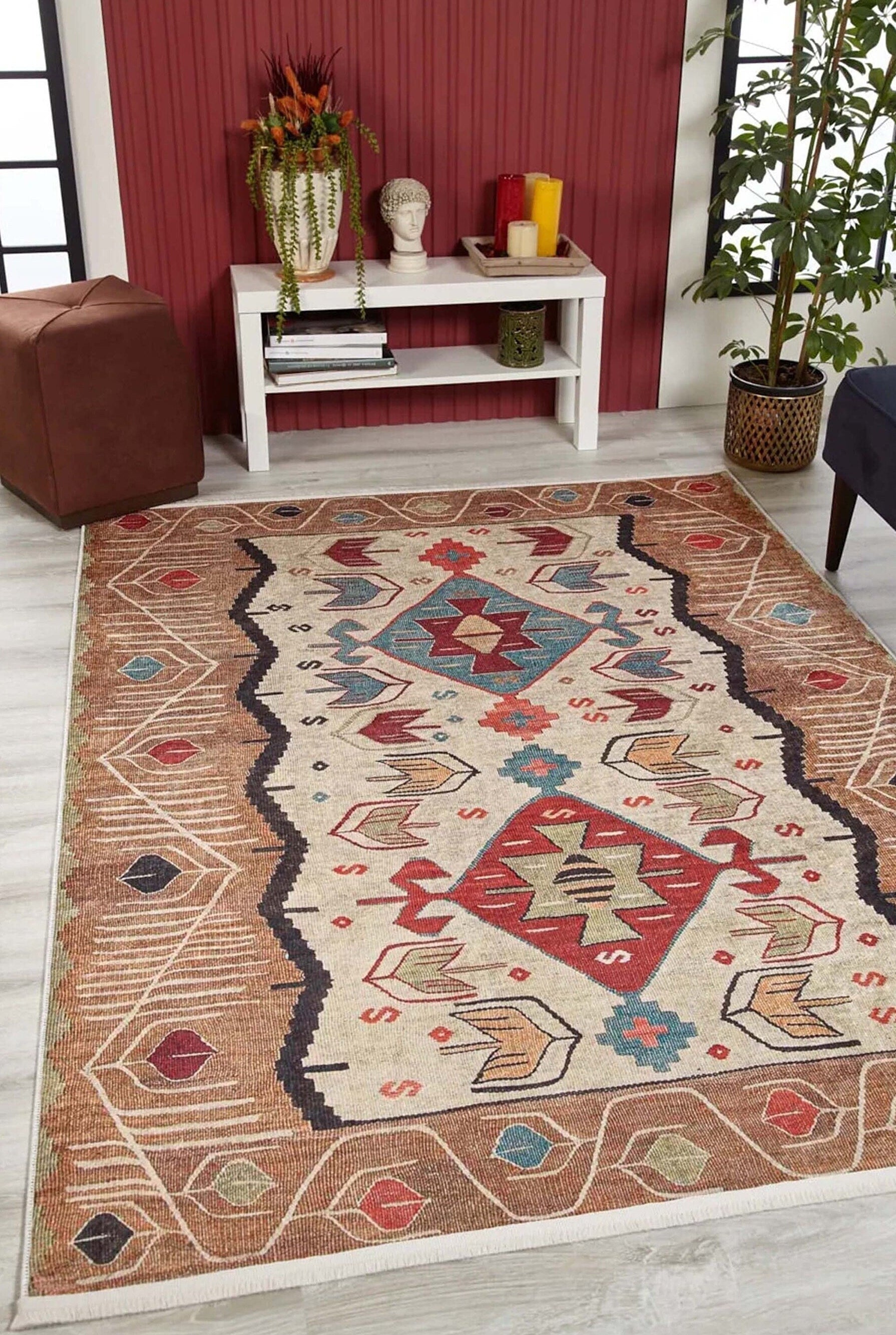 Raaf Turkish Kilim Beige Light Orange Rug