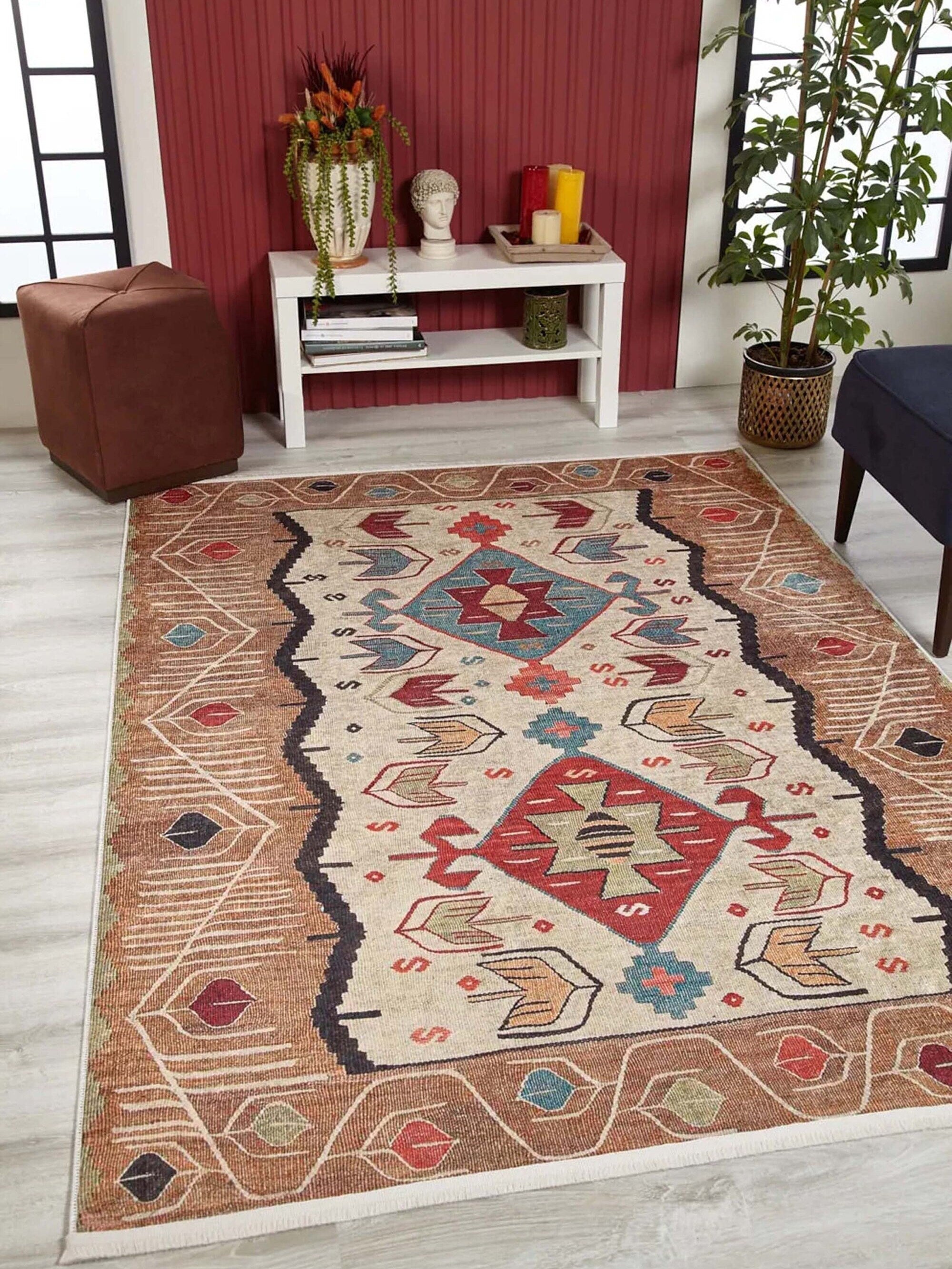 Raaf Turkish Kilim Beige Light Orange Rug