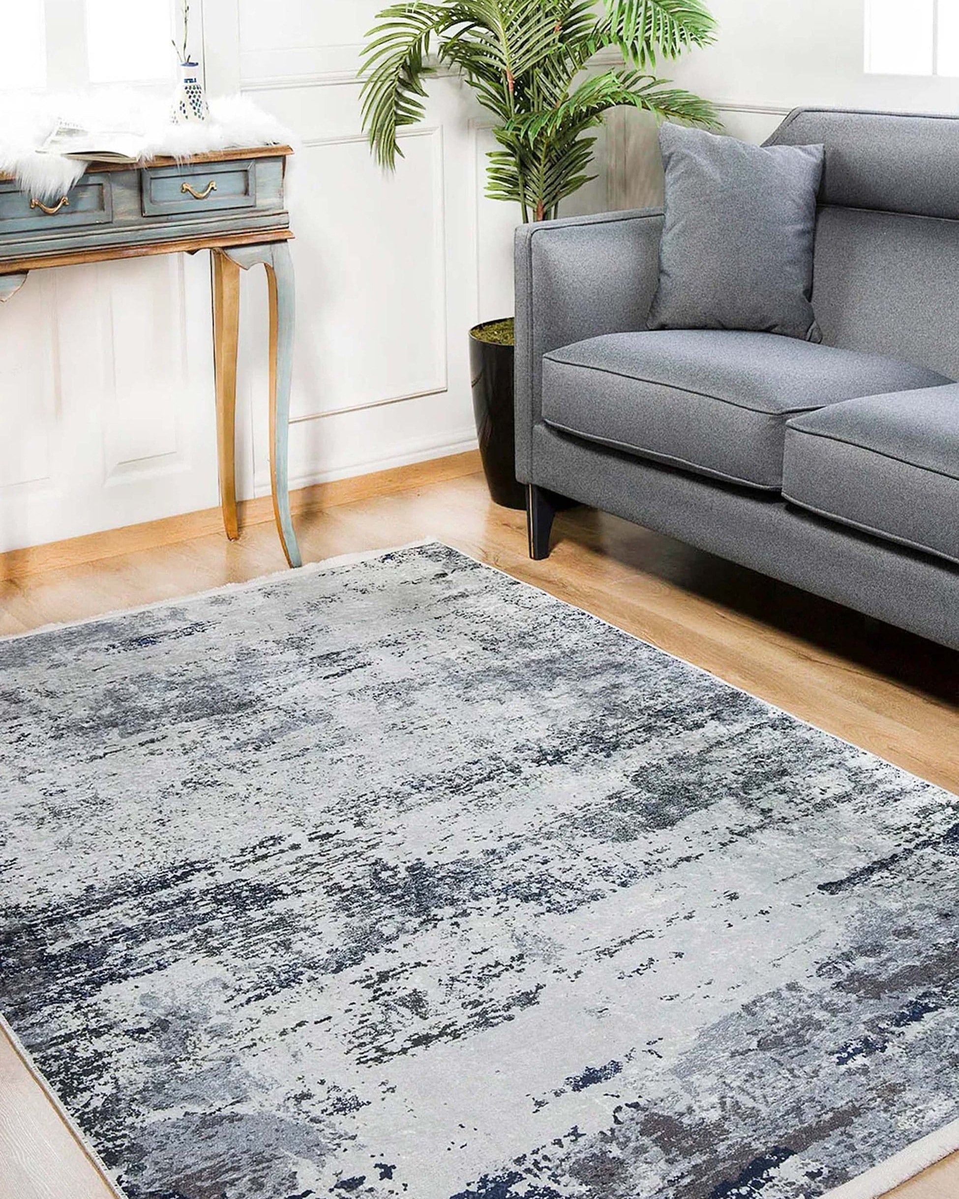 Rada Abstract Distressed Gray Rug
