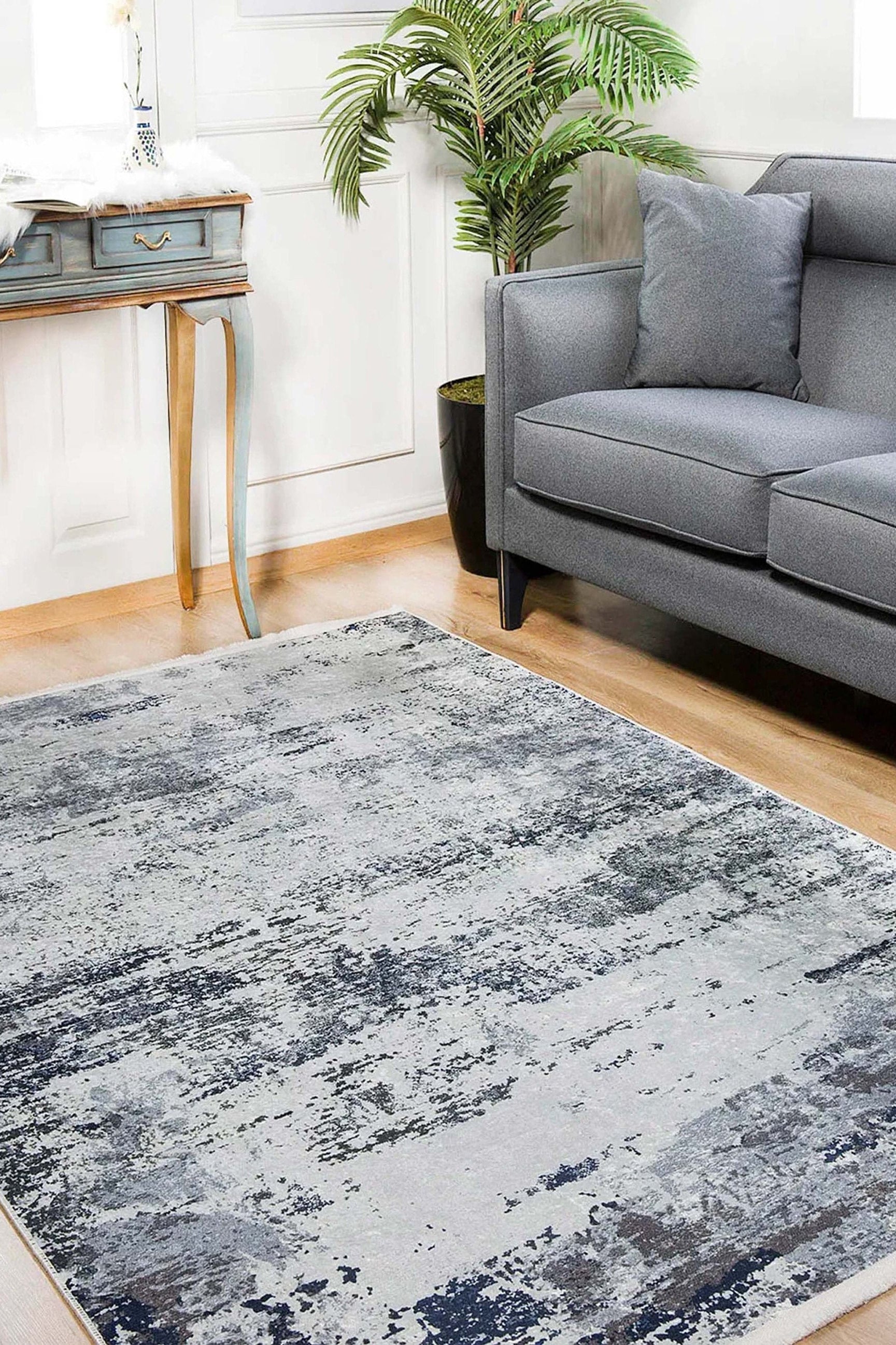 Rada Abstract Distressed Gray Rug