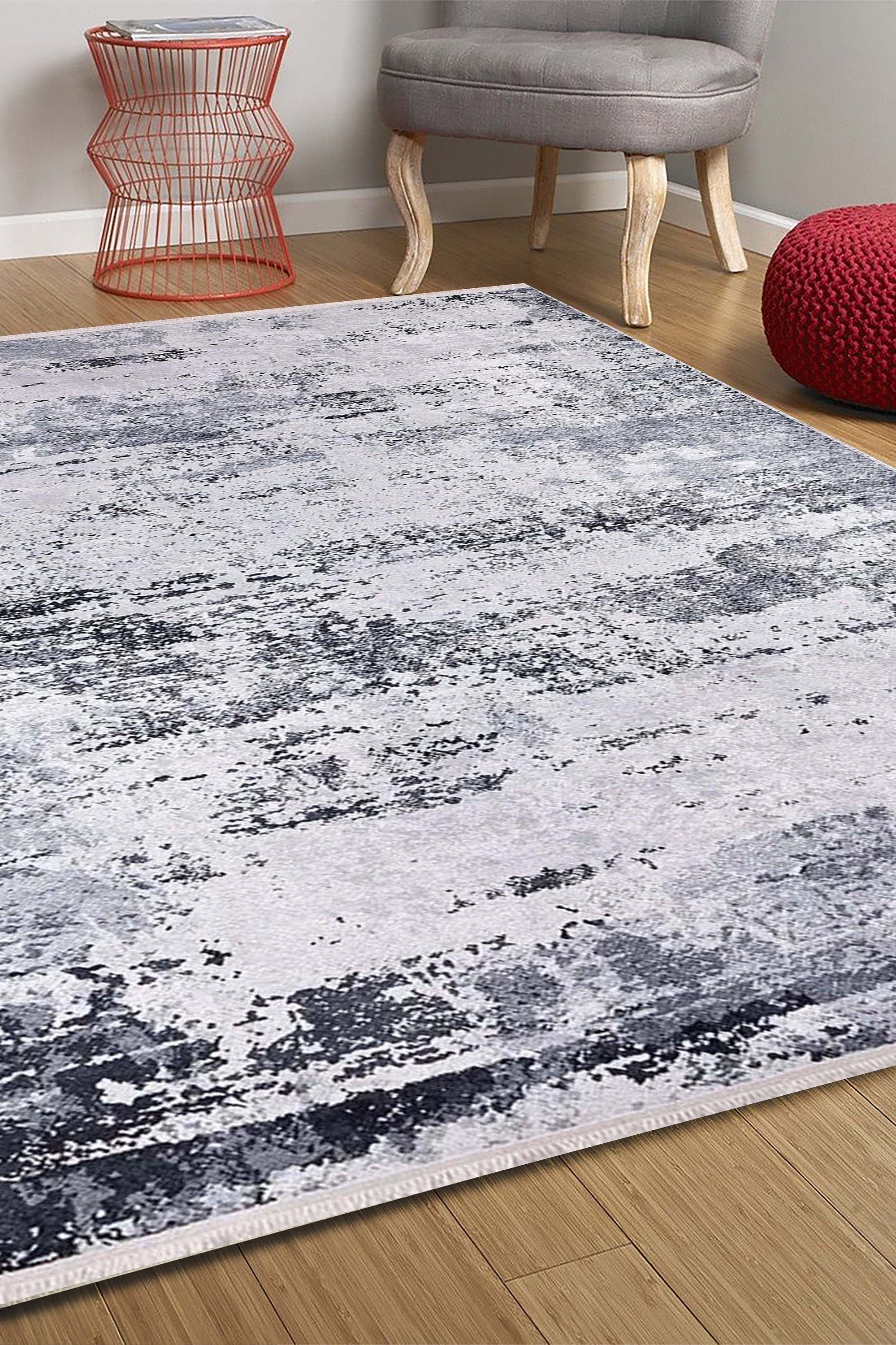 Rada Abstract Distressed Gray Rug