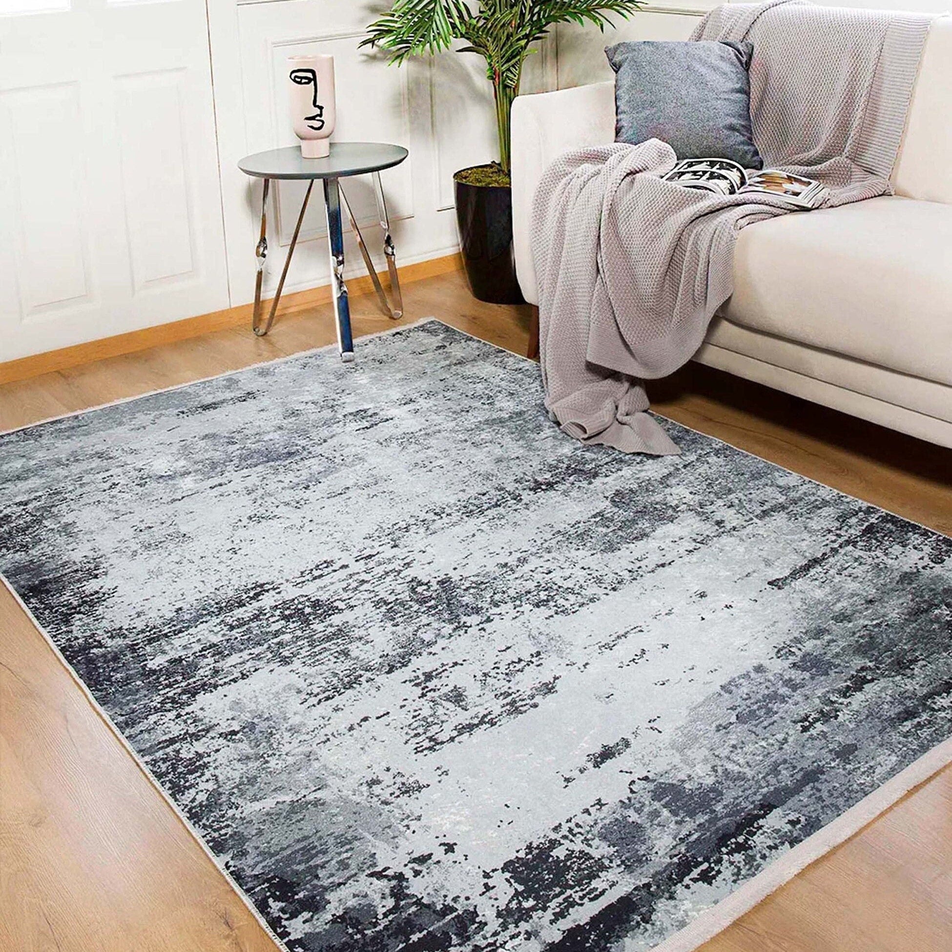 Rada Abstract Distressed Gray Rug