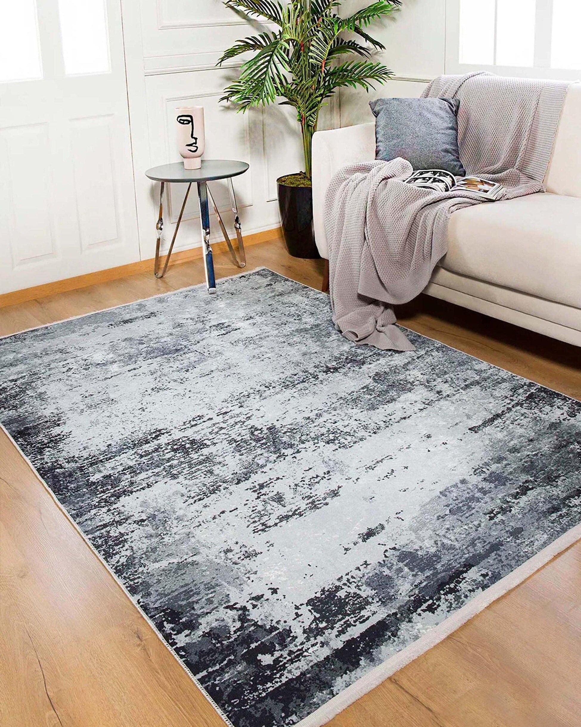 Rada Abstract Distressed Gray Rug