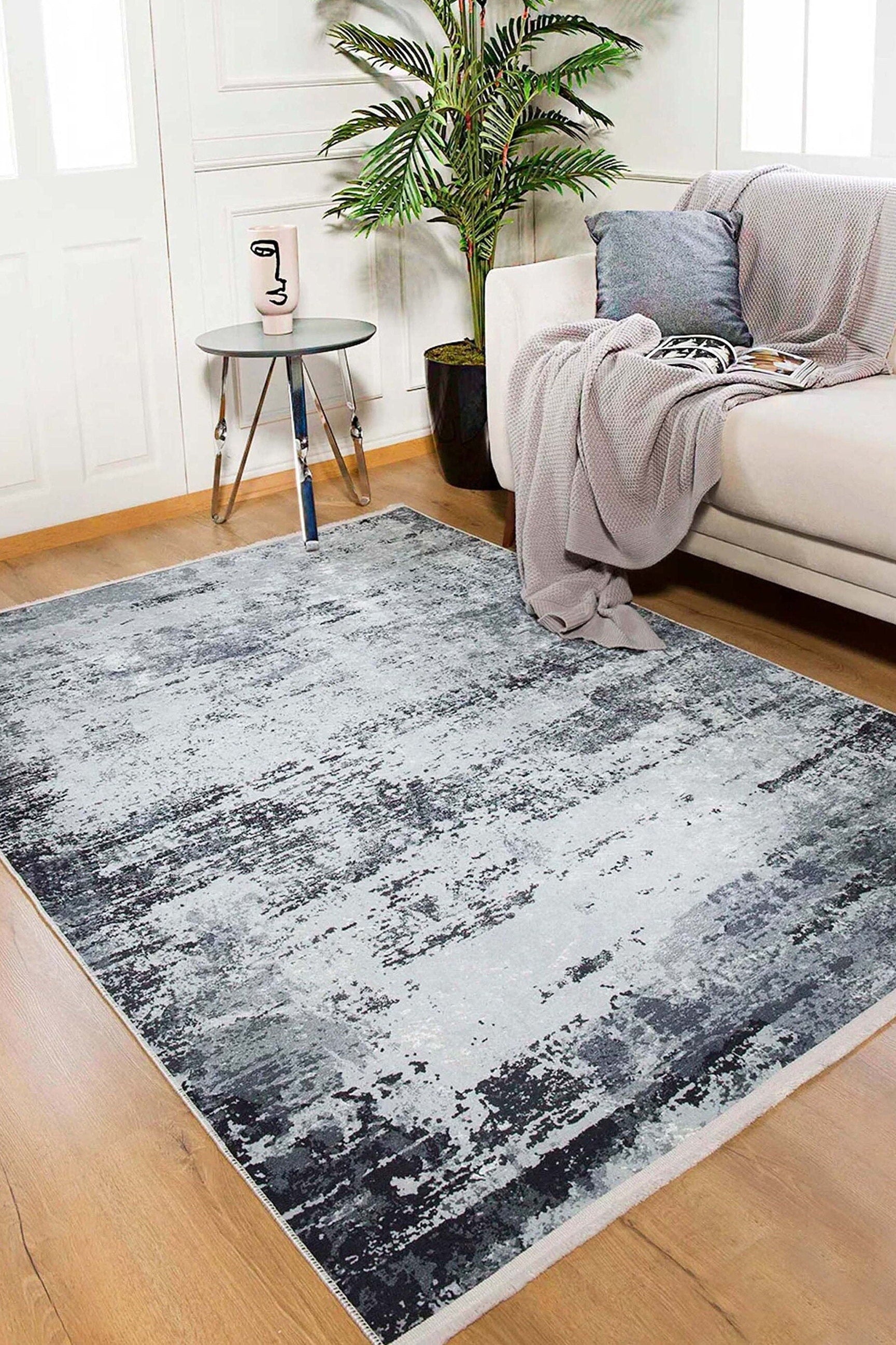 Rada Abstract Distressed Gray Rug