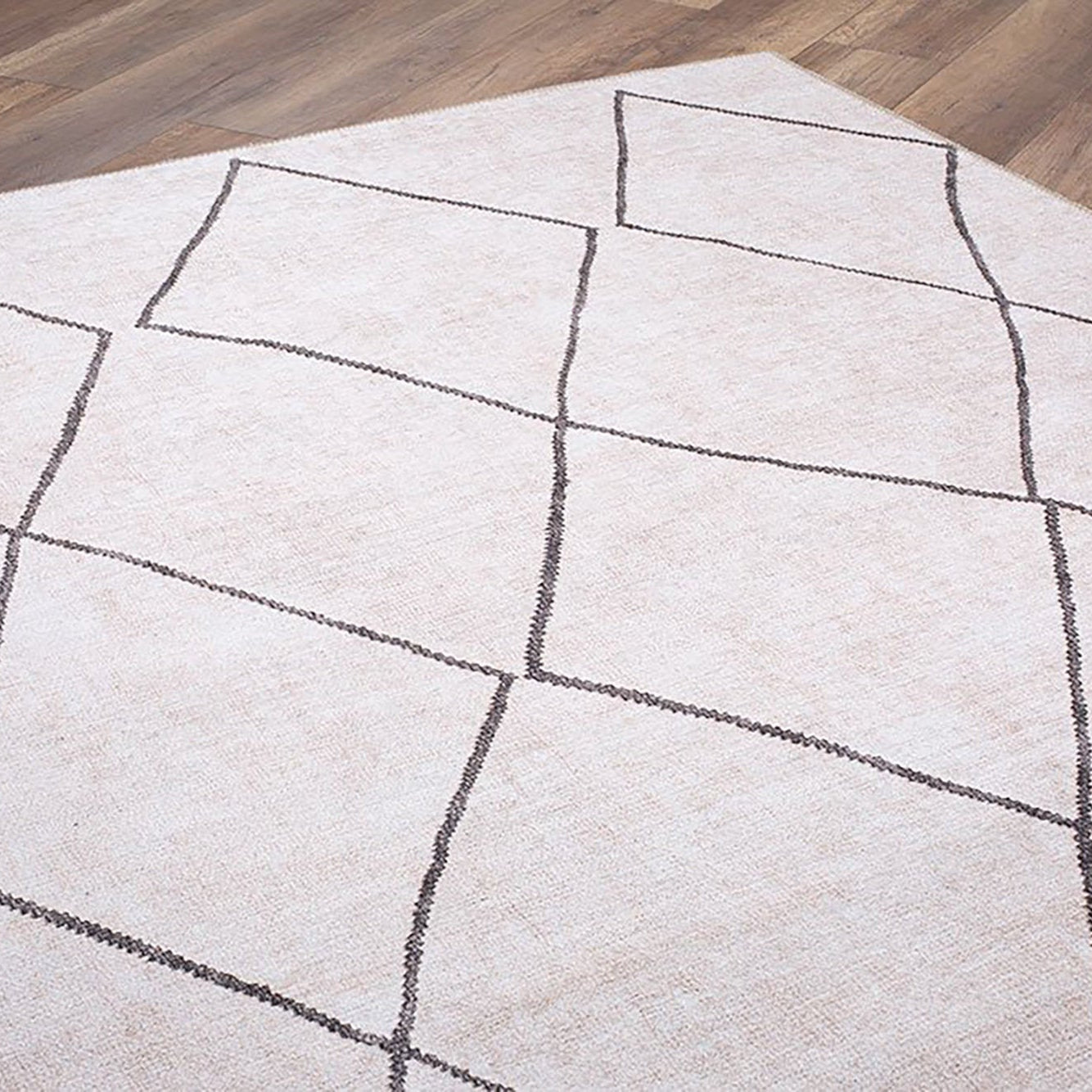 Raha Moroccan Berber Pattern Design Black and White Rug