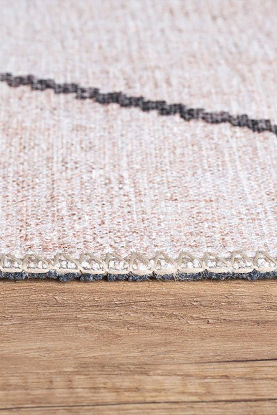 Raha Moroccan Berber Pattern Design Black and White Rug