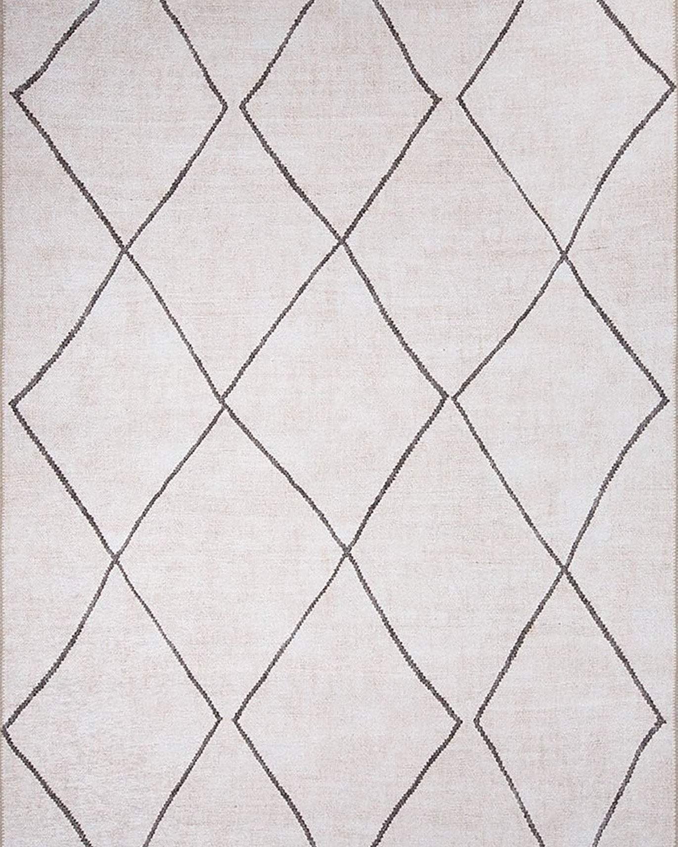 Raha Moroccan Berber Pattern Design Black and White Rug