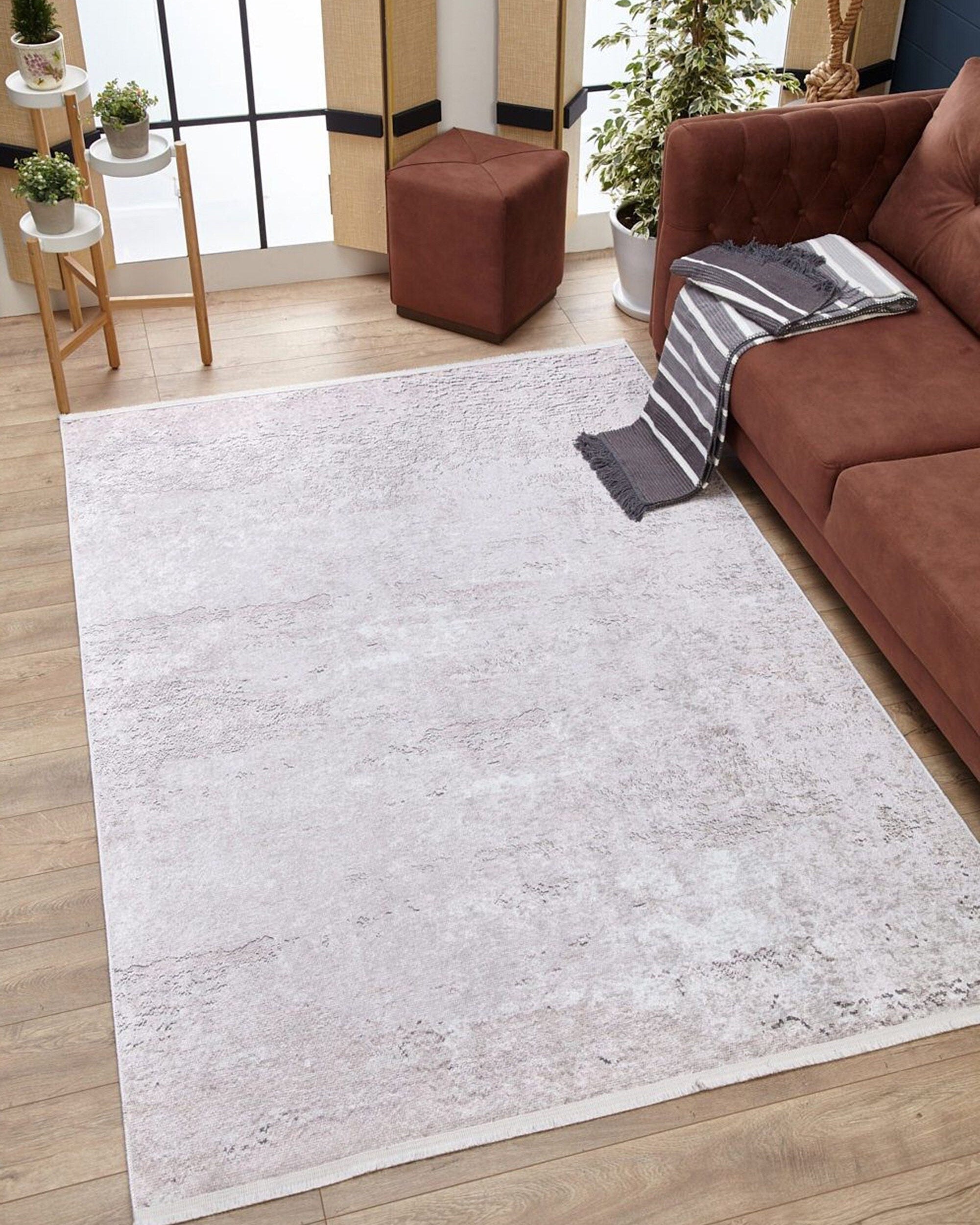 Raka Neutral Muted Gray Turkish Rug