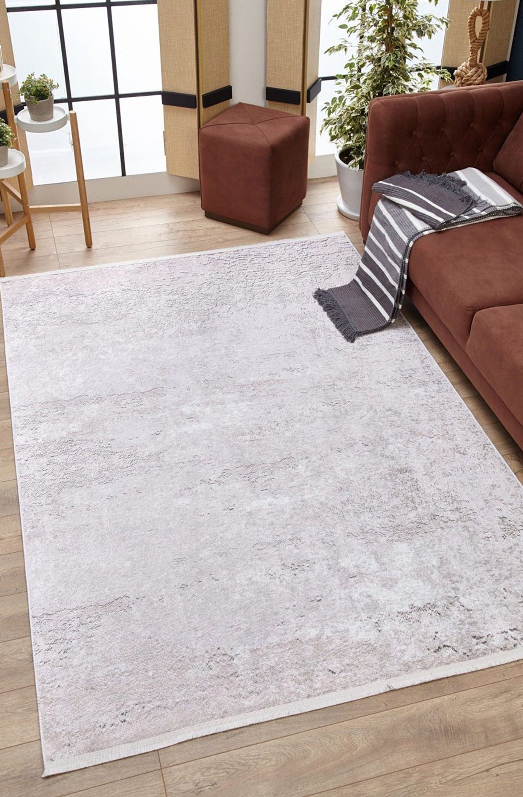 Raka Neutral Muted Gray Turkish Rug