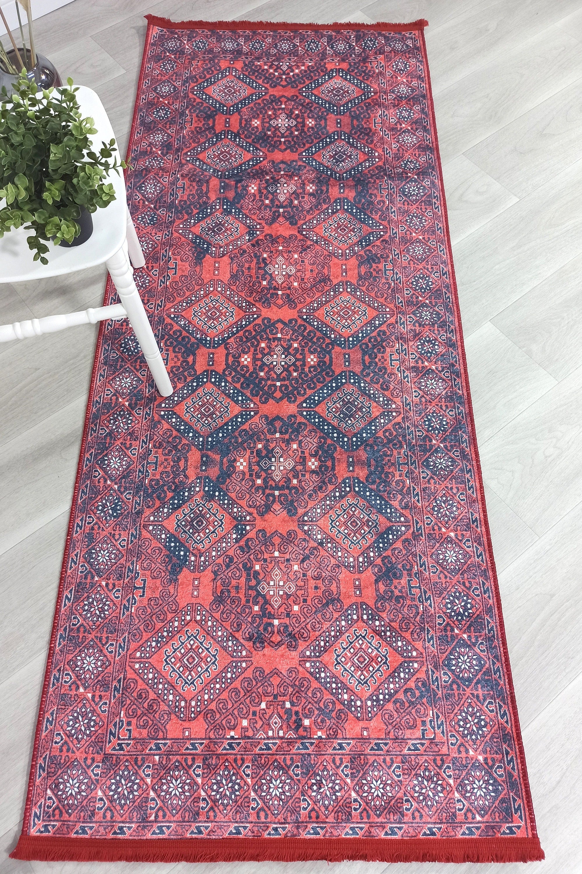 Ramsa Rug Red Navy Blue Turkish Area Rug
