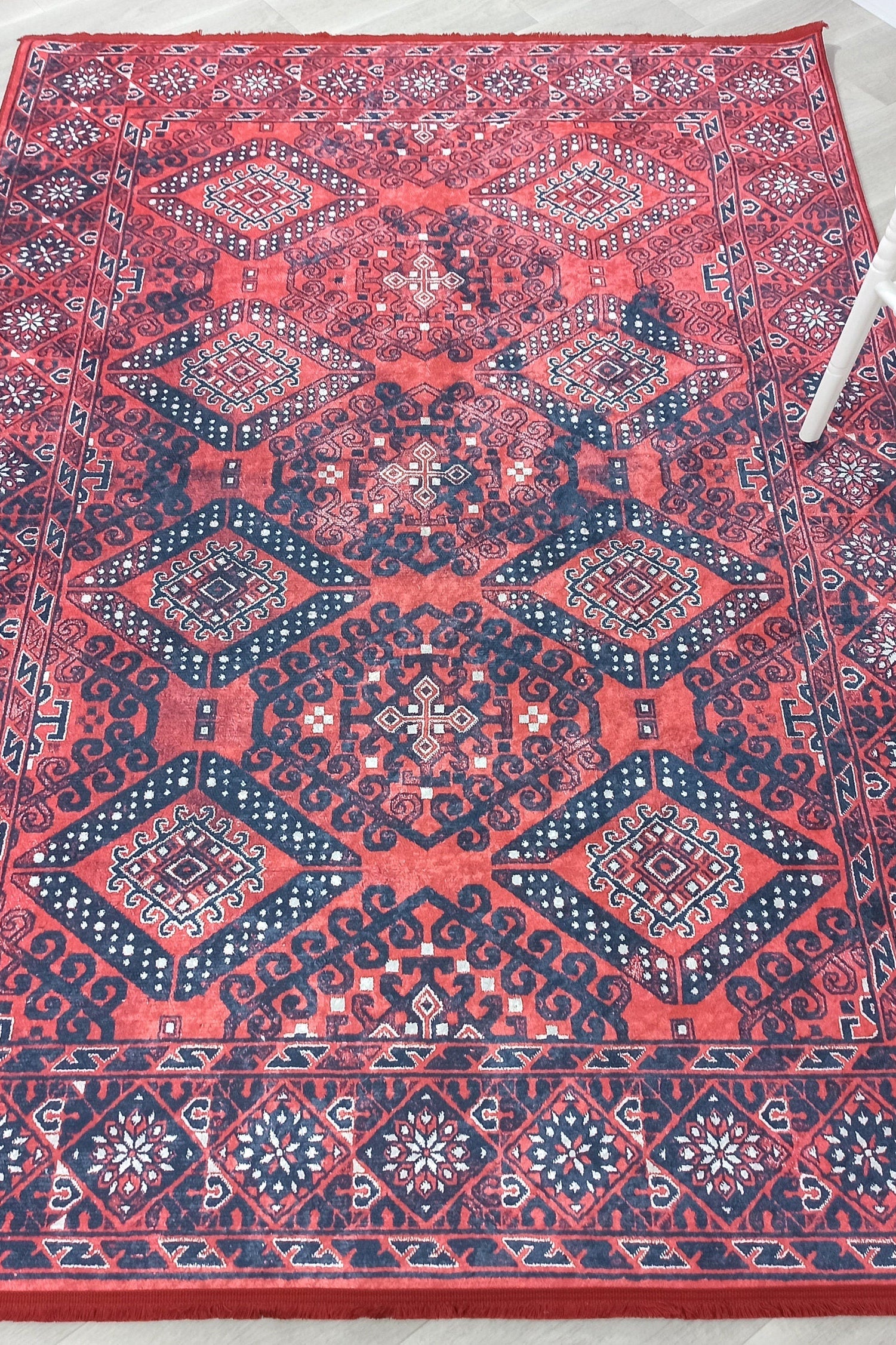 Ramsa Rug Red Navy Blue Turkish Area Rug