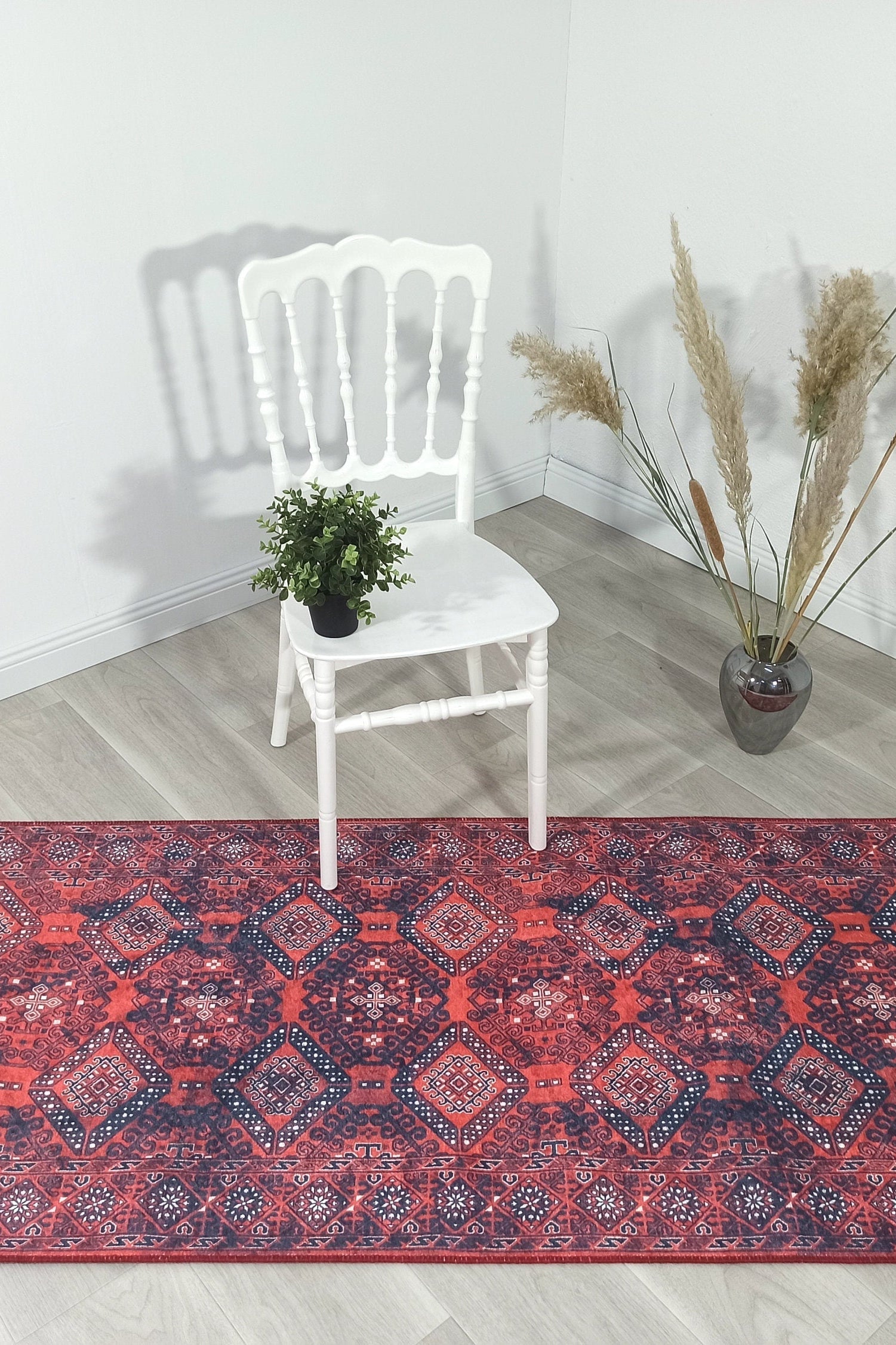 Ramsa Rug Red Navy Blue Turkish Area Rug