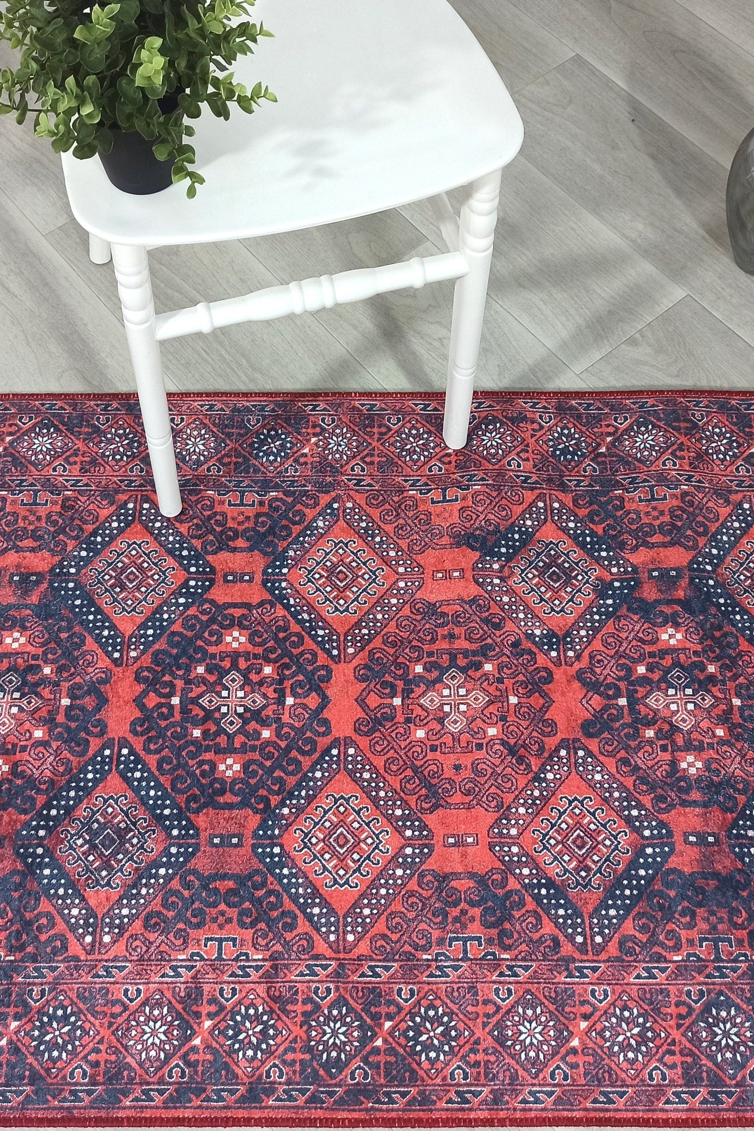 Ramsa Rug Red Navy Blue Turkish Area Rug