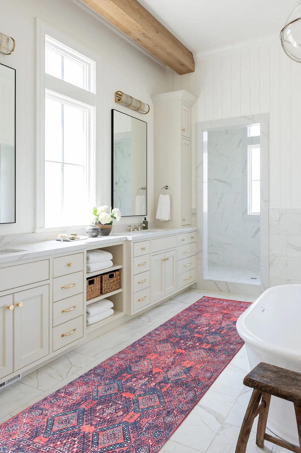 Ramsa Rug Red Navy Blue Turkish Area Rug