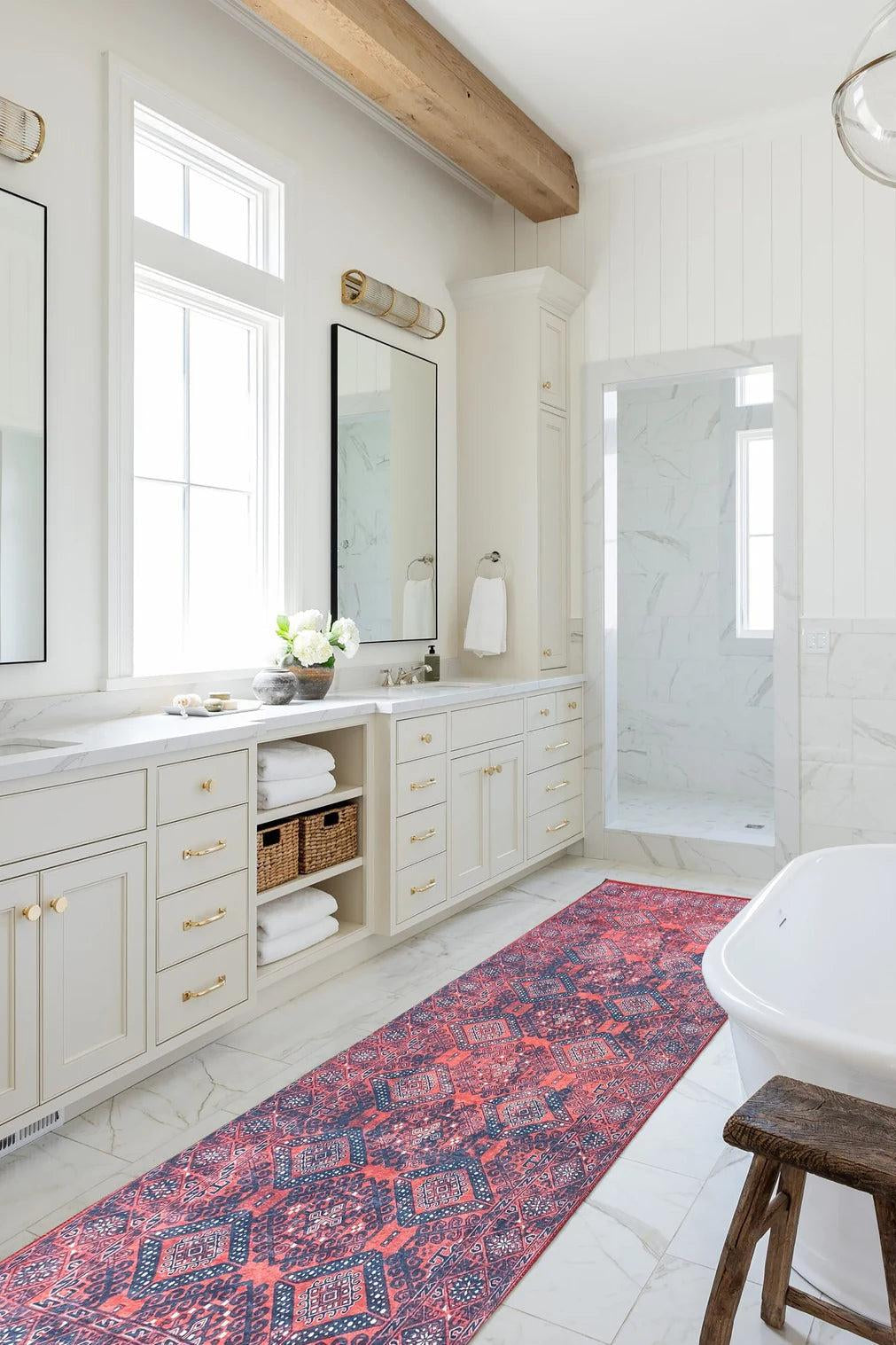 Ramsa Rug Red Navy Blue Turkish Area Rug