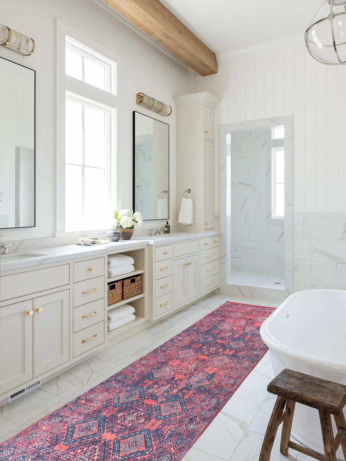 Ramsa Rug Red Navy Blue Turkish Area Rug