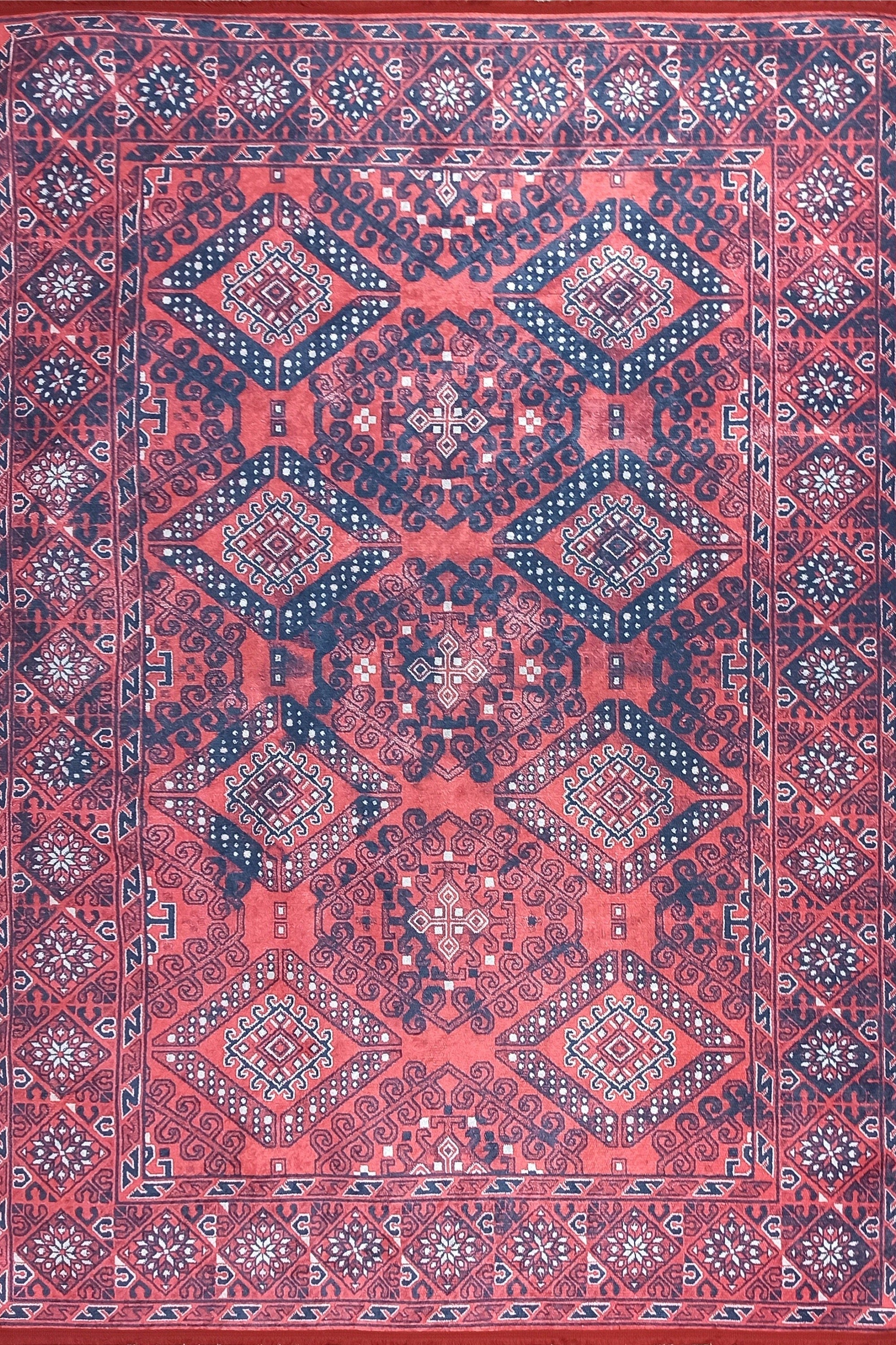 Ramsa Rug Red Navy Blue Turkish Area Rug