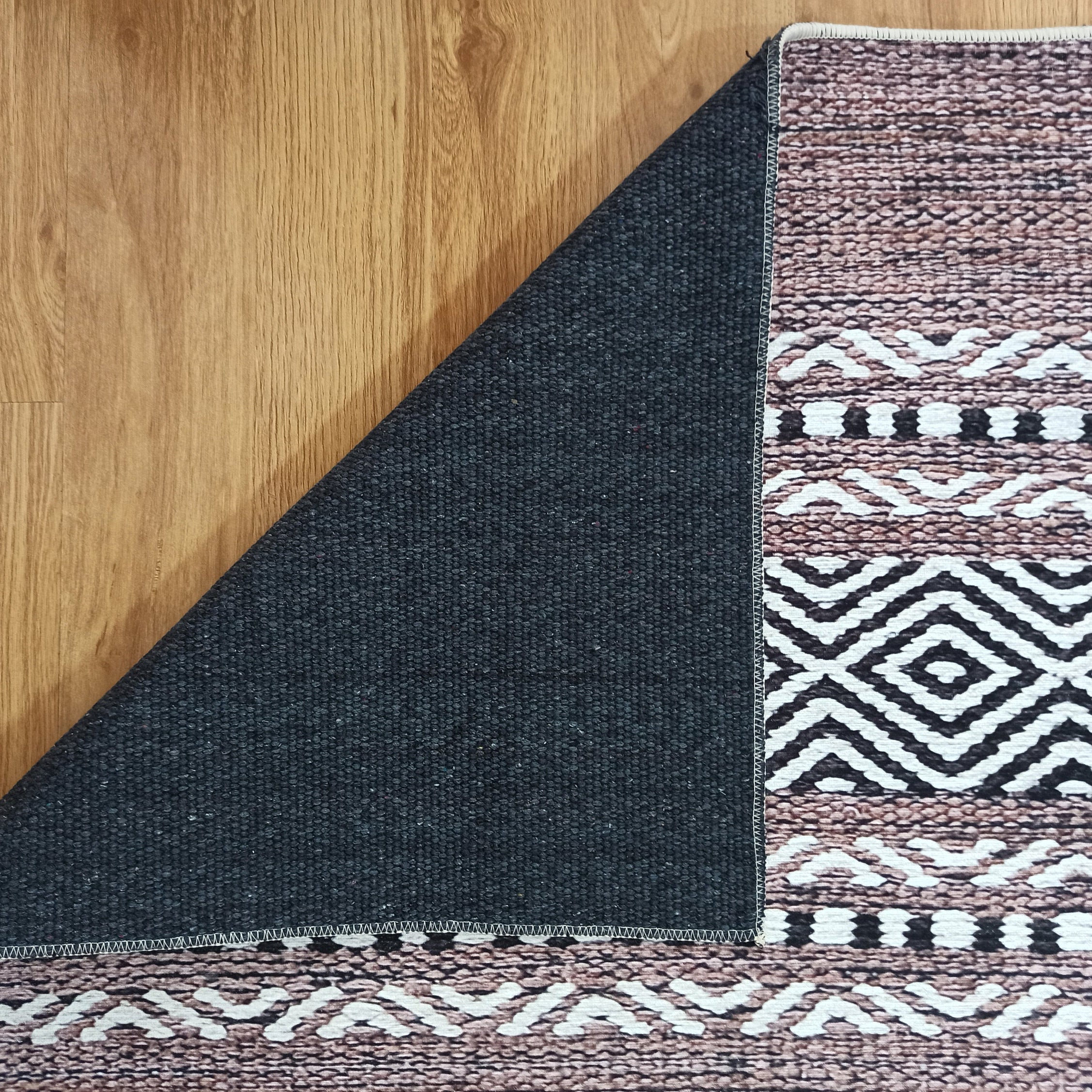 Rana Rug Kilim Design Brown Beige Striped Rug