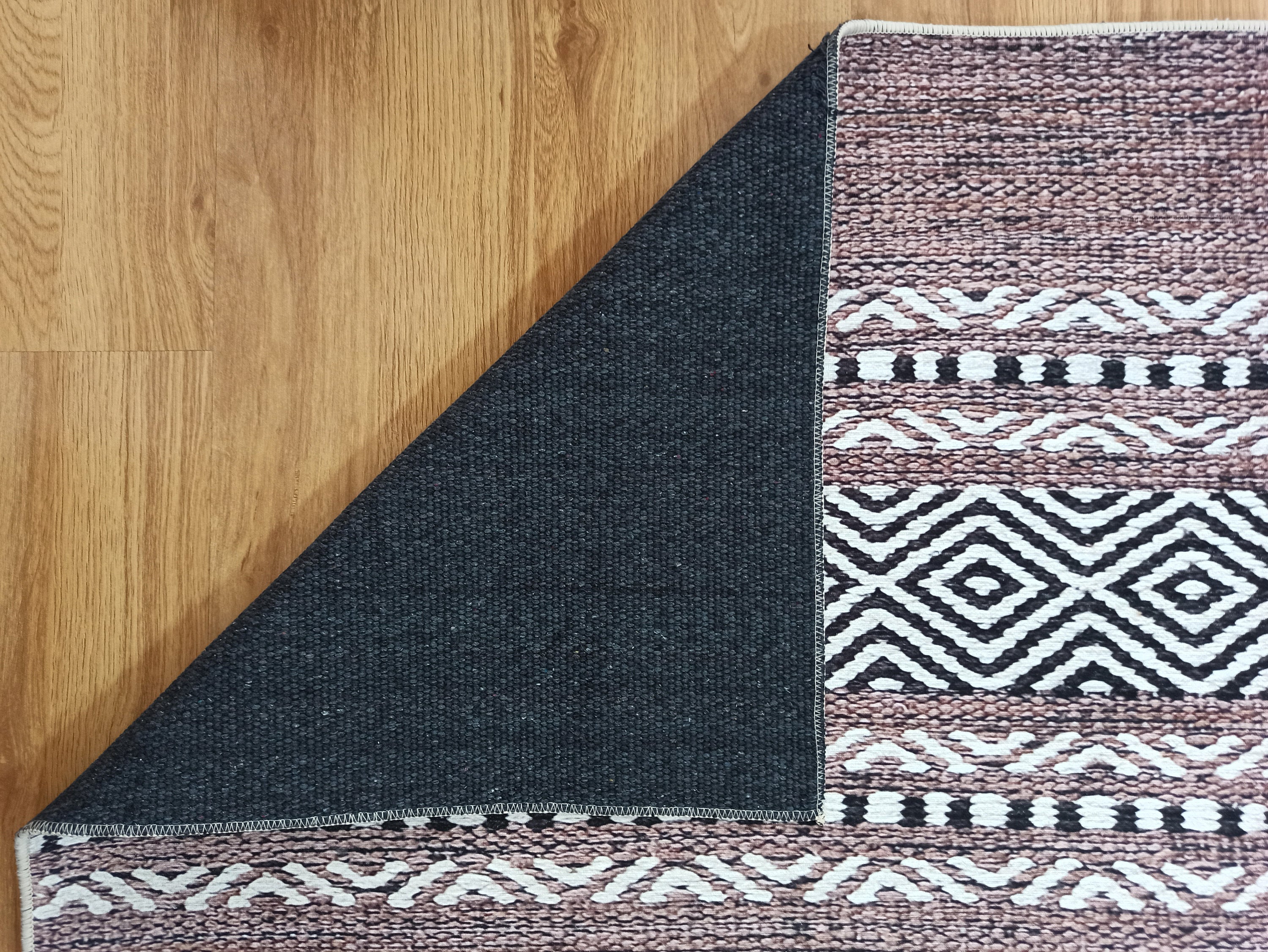 Rana Rug Kilim Design Brown Beige Striped Rug