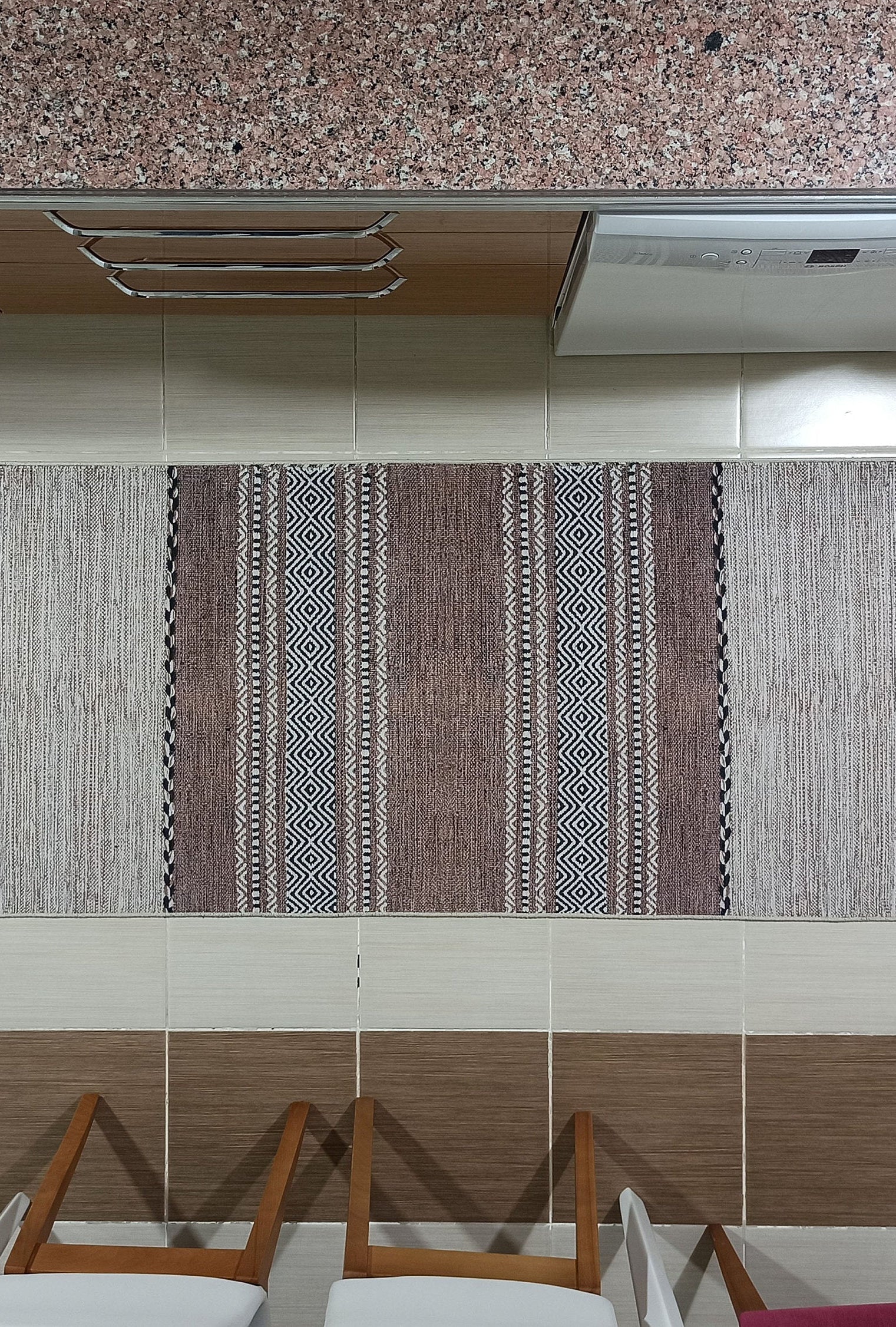 Rana Rug Kilim Design Brown Beige Striped Rug