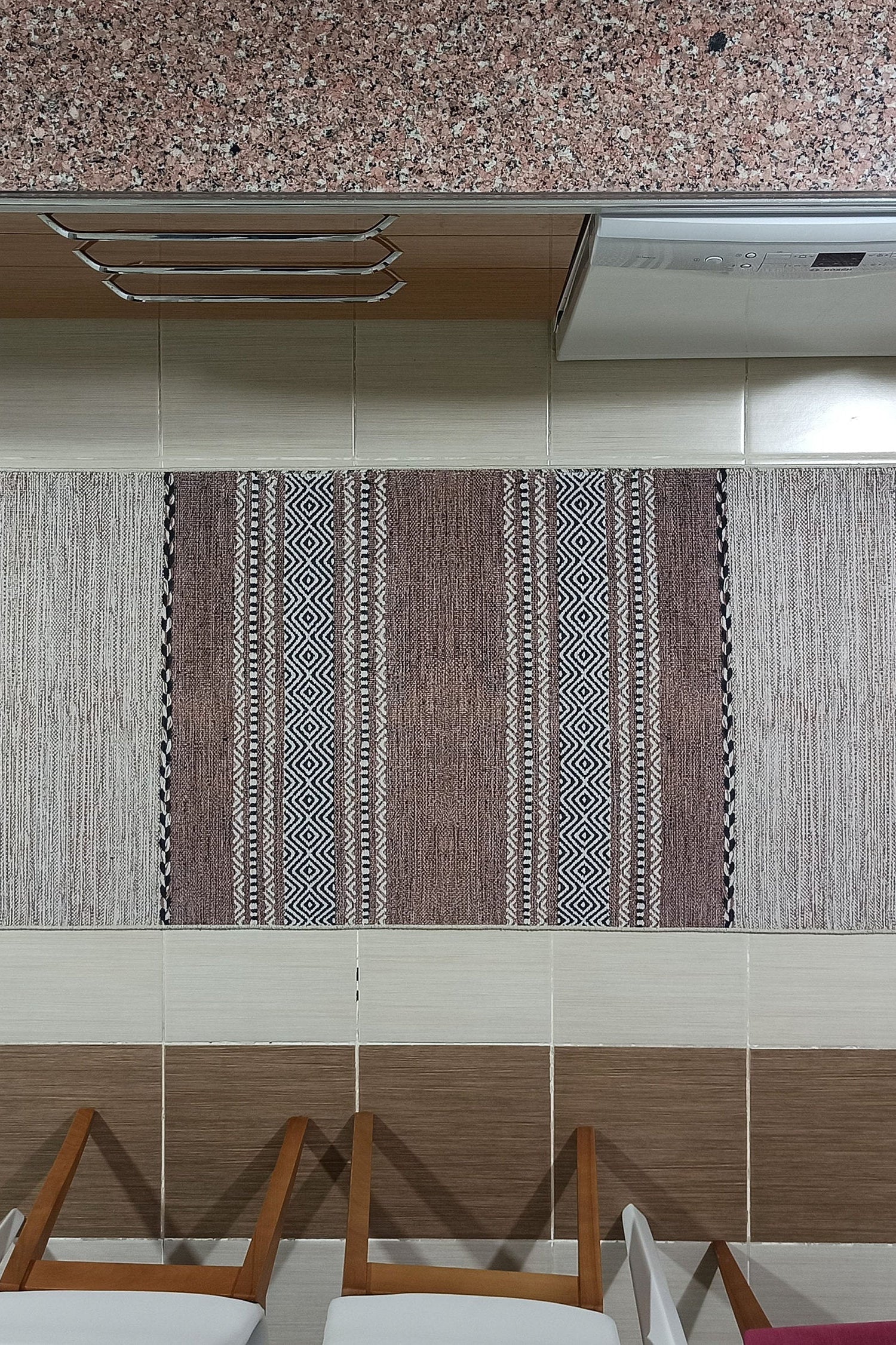 Rana Rug Kilim Design Brown Beige Striped Rug