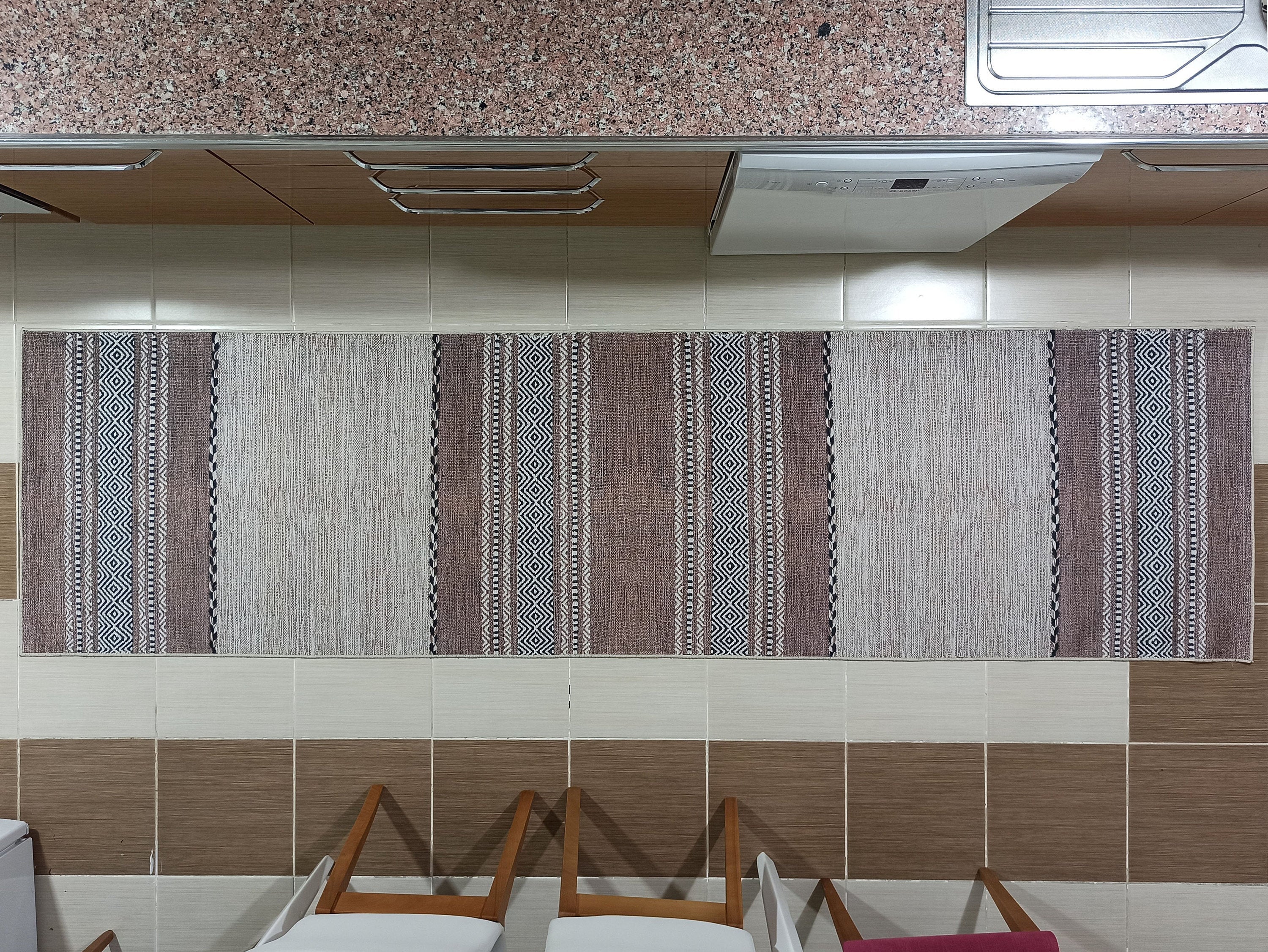 Rana Rug Kilim Design Brown Beige Striped Rug