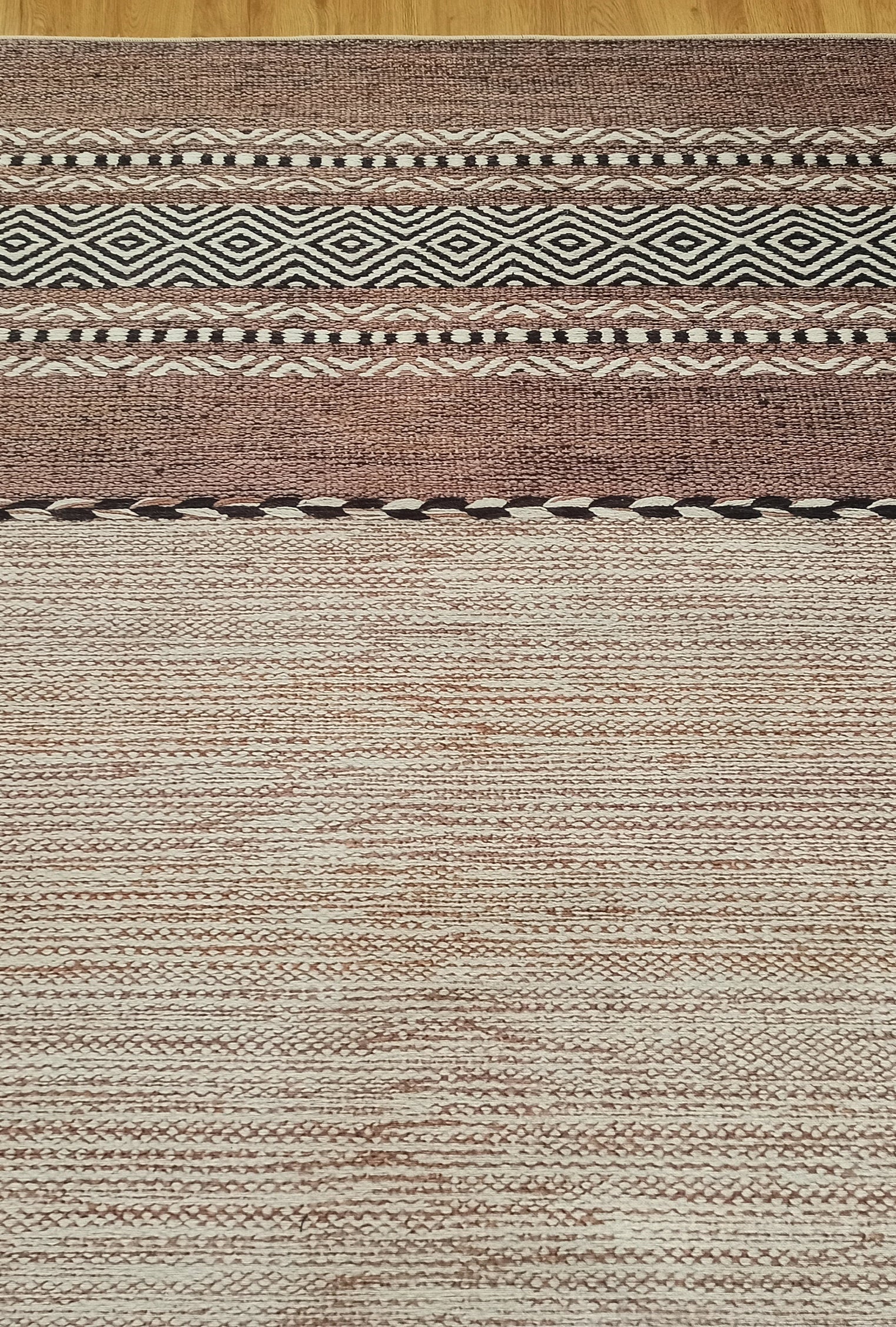 Rana Rug Kilim Design Brown Beige Striped Rug
