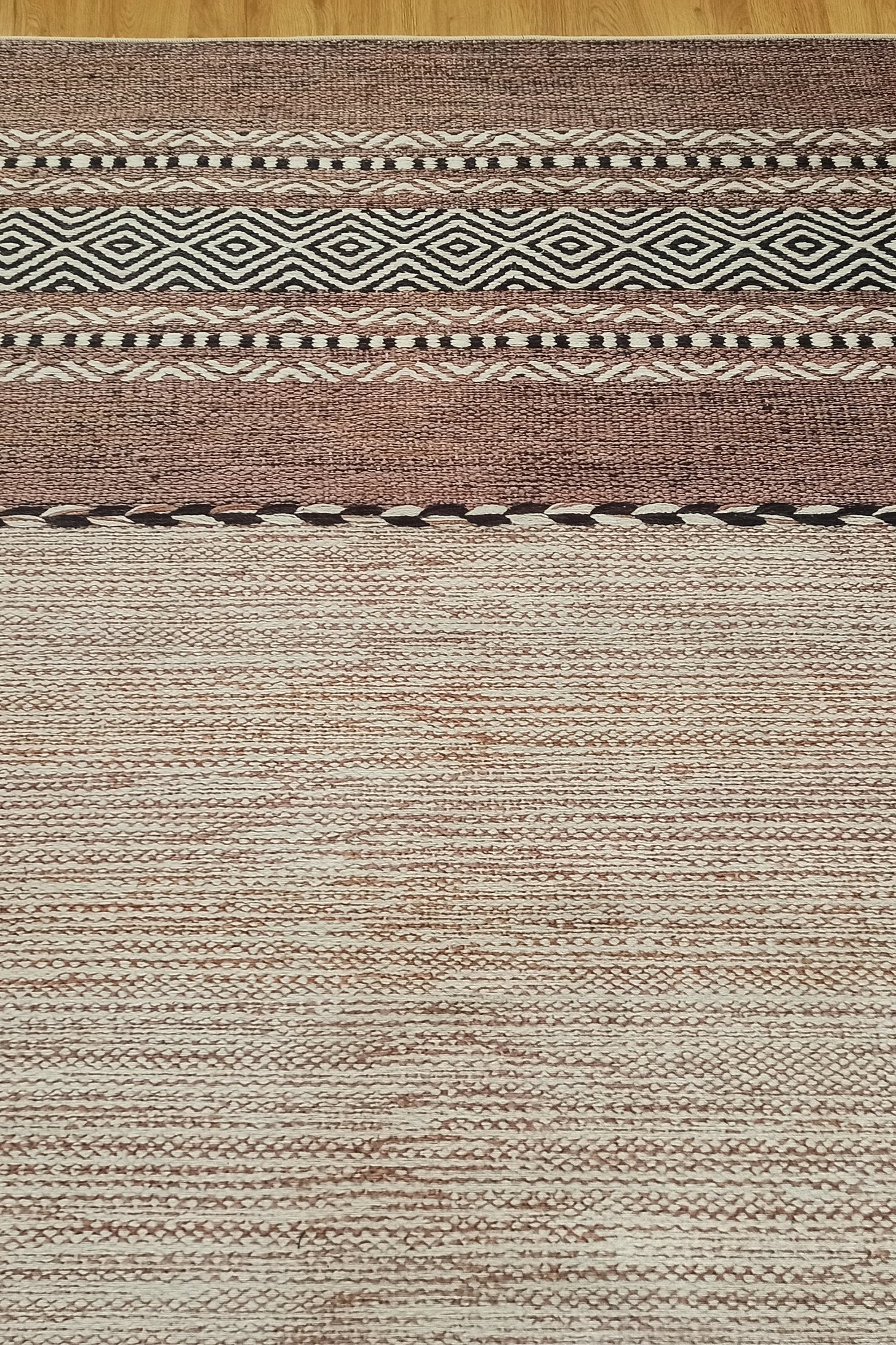 Rana Rug Kilim Design Brown Beige Striped Rug