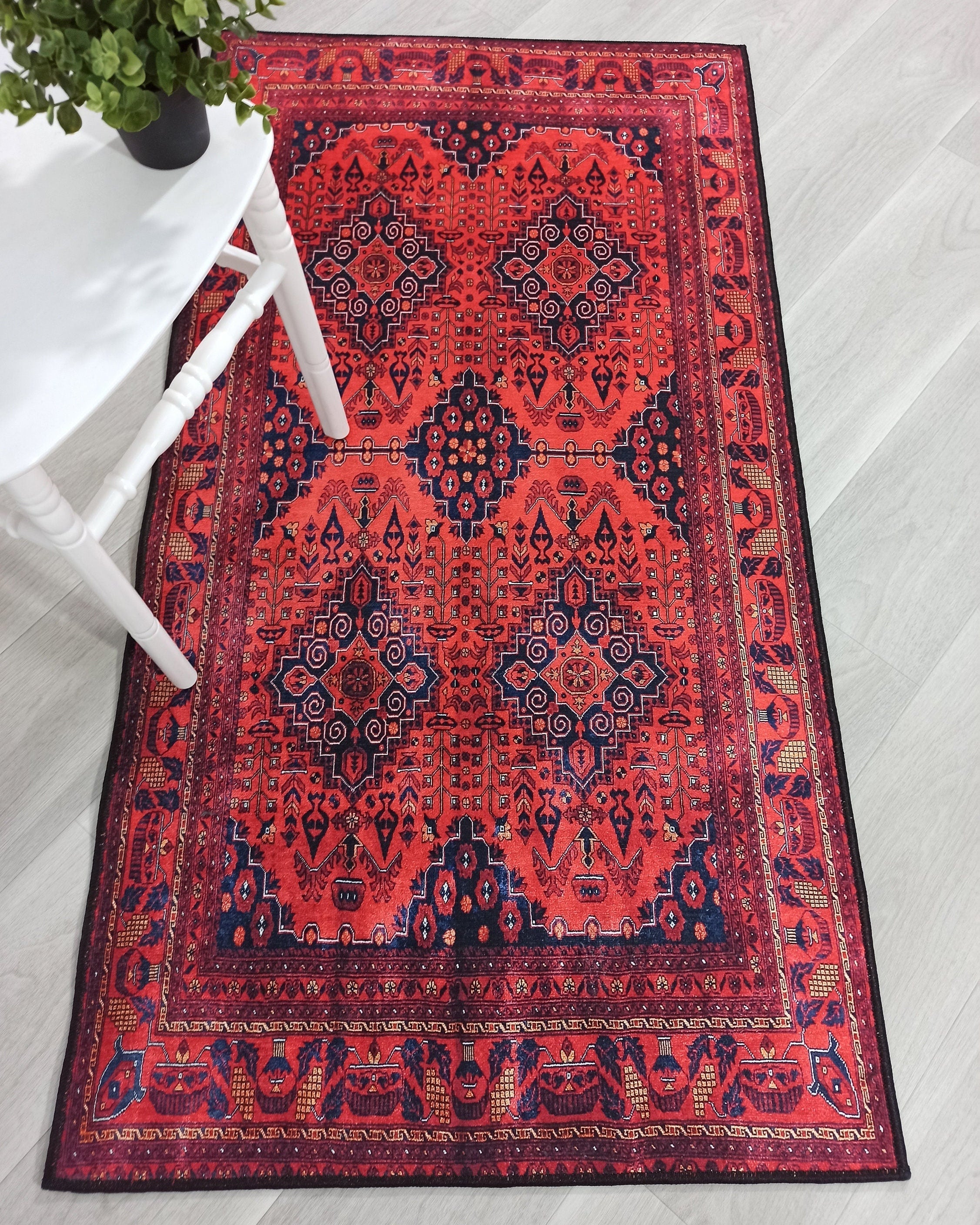 Rania Red Afghan Turkish Rug