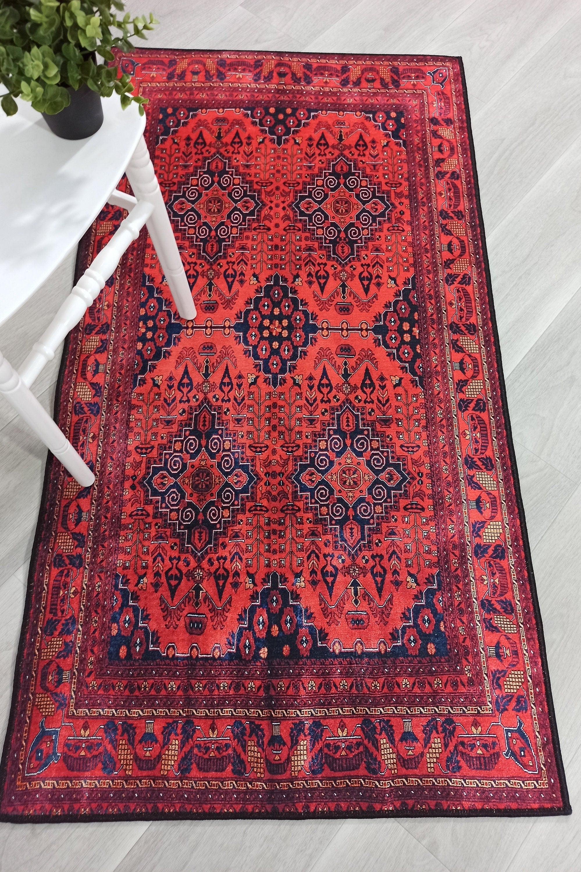 Rania Red Afghan Turkish Rug