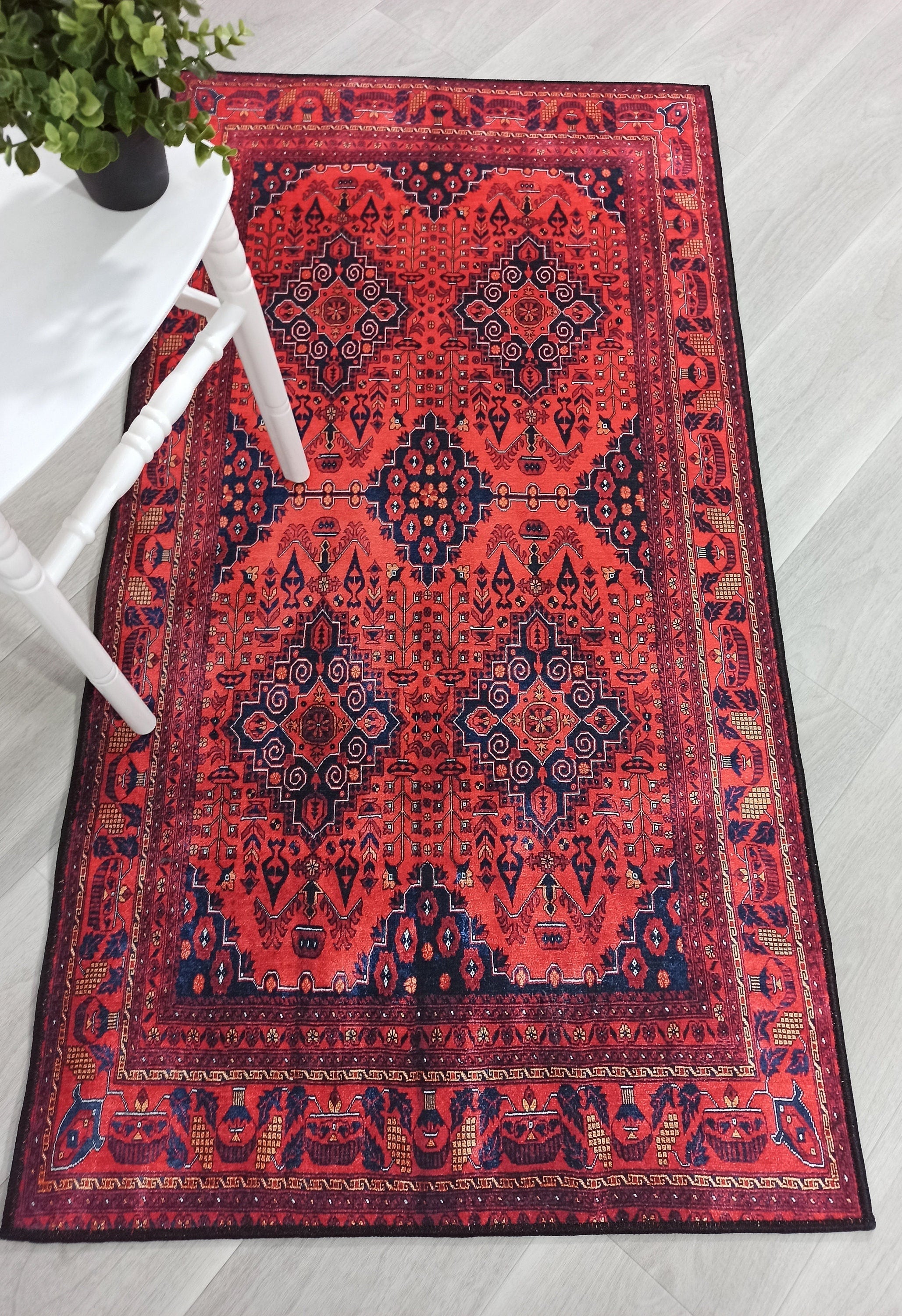 Rania Red Afghan Turkish Rug