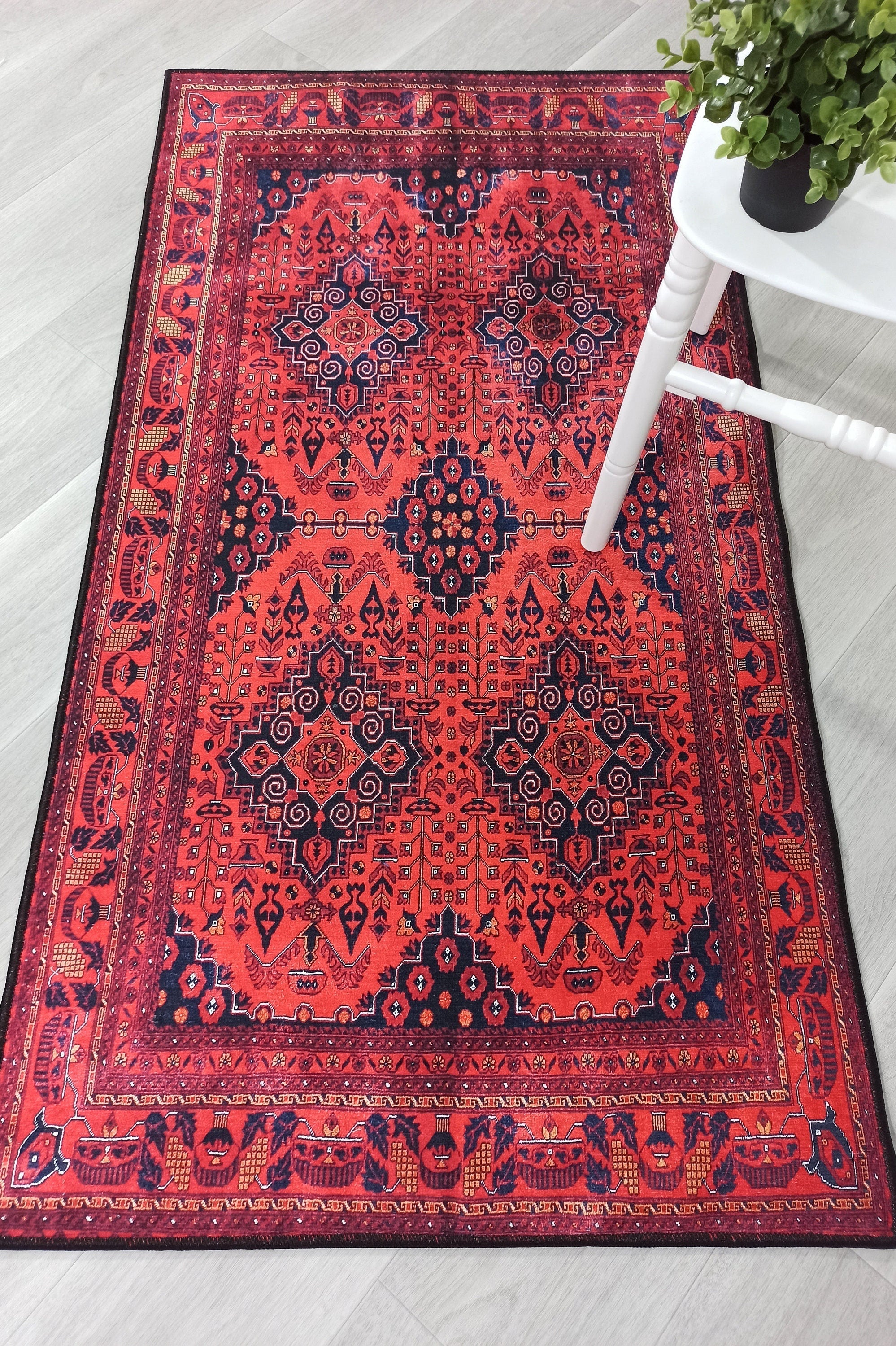 Rania Red Afghan Turkish Rug