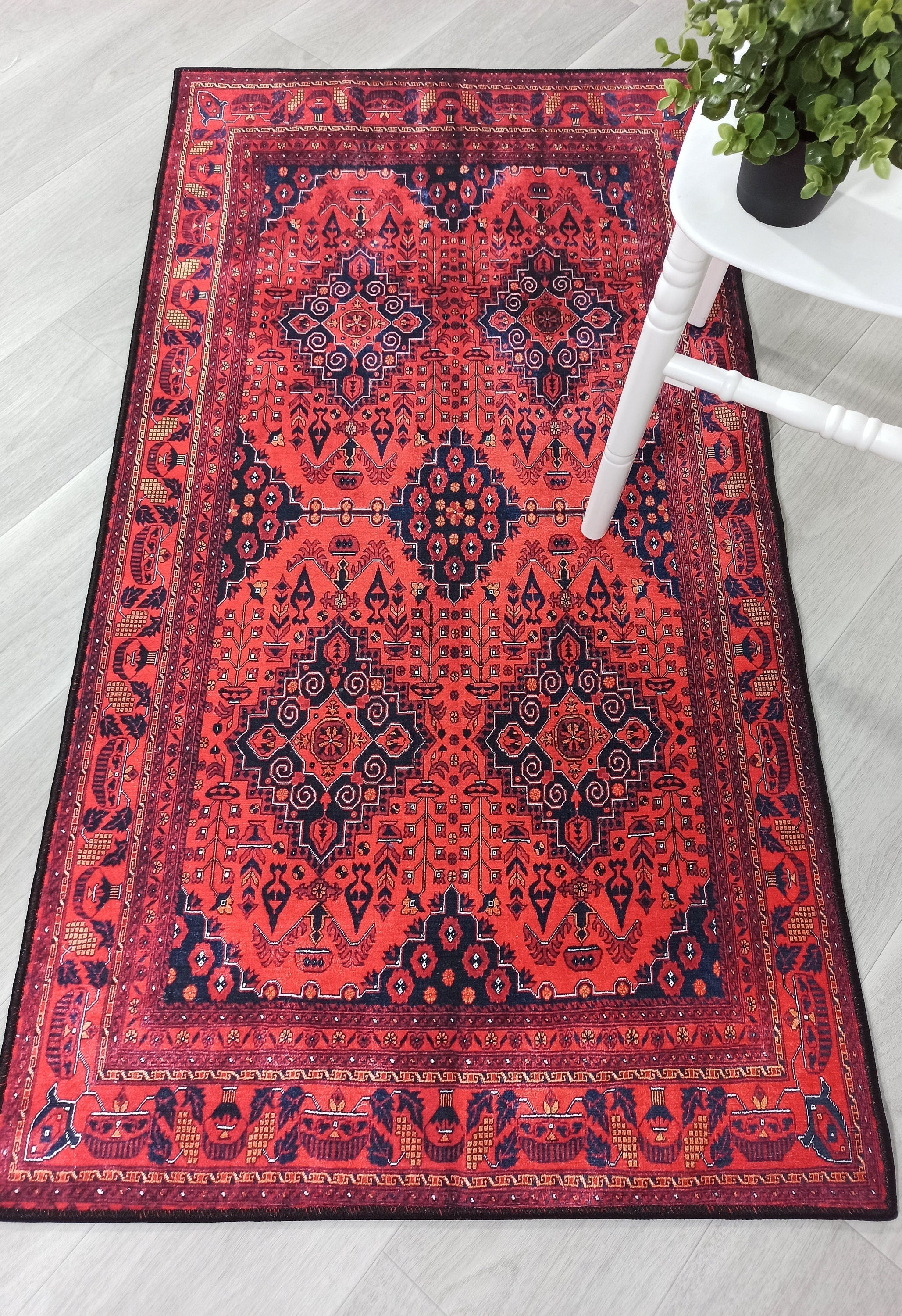 Rania Red Afghan Turkish Rug