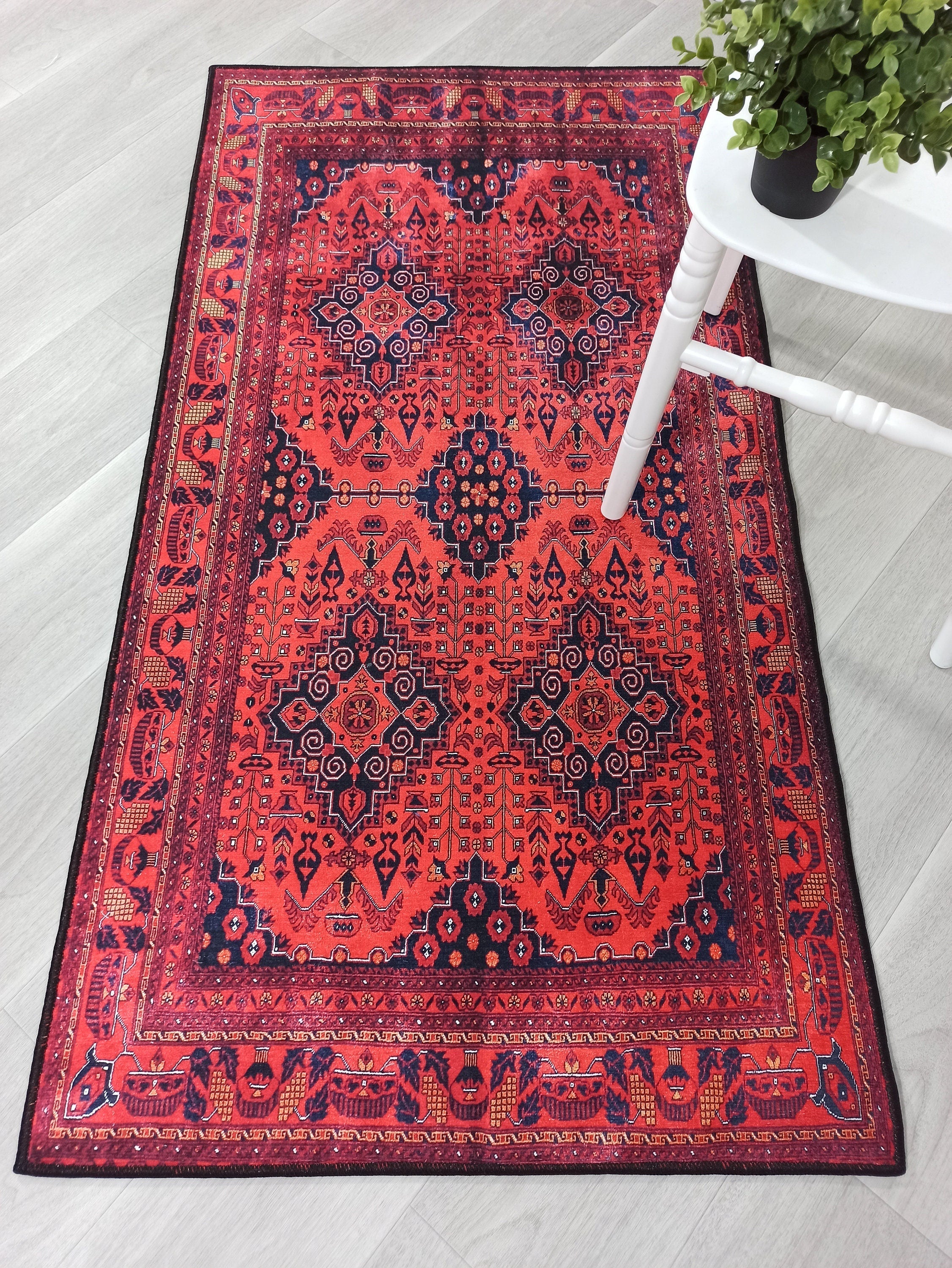 Rania Red Afghan Turkish Rug