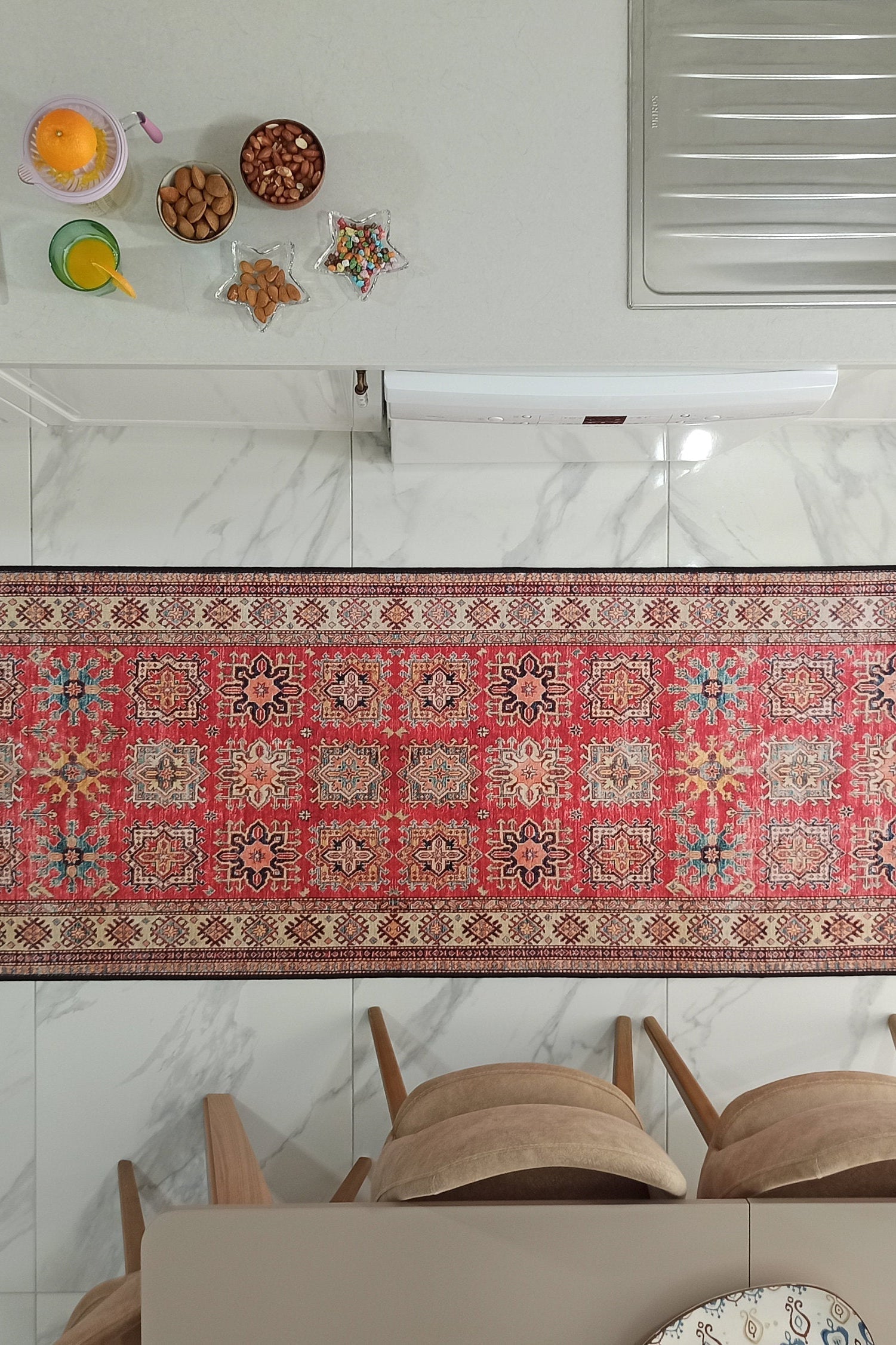 Ravia Runner Turkish Kilim Red Beige Rug
