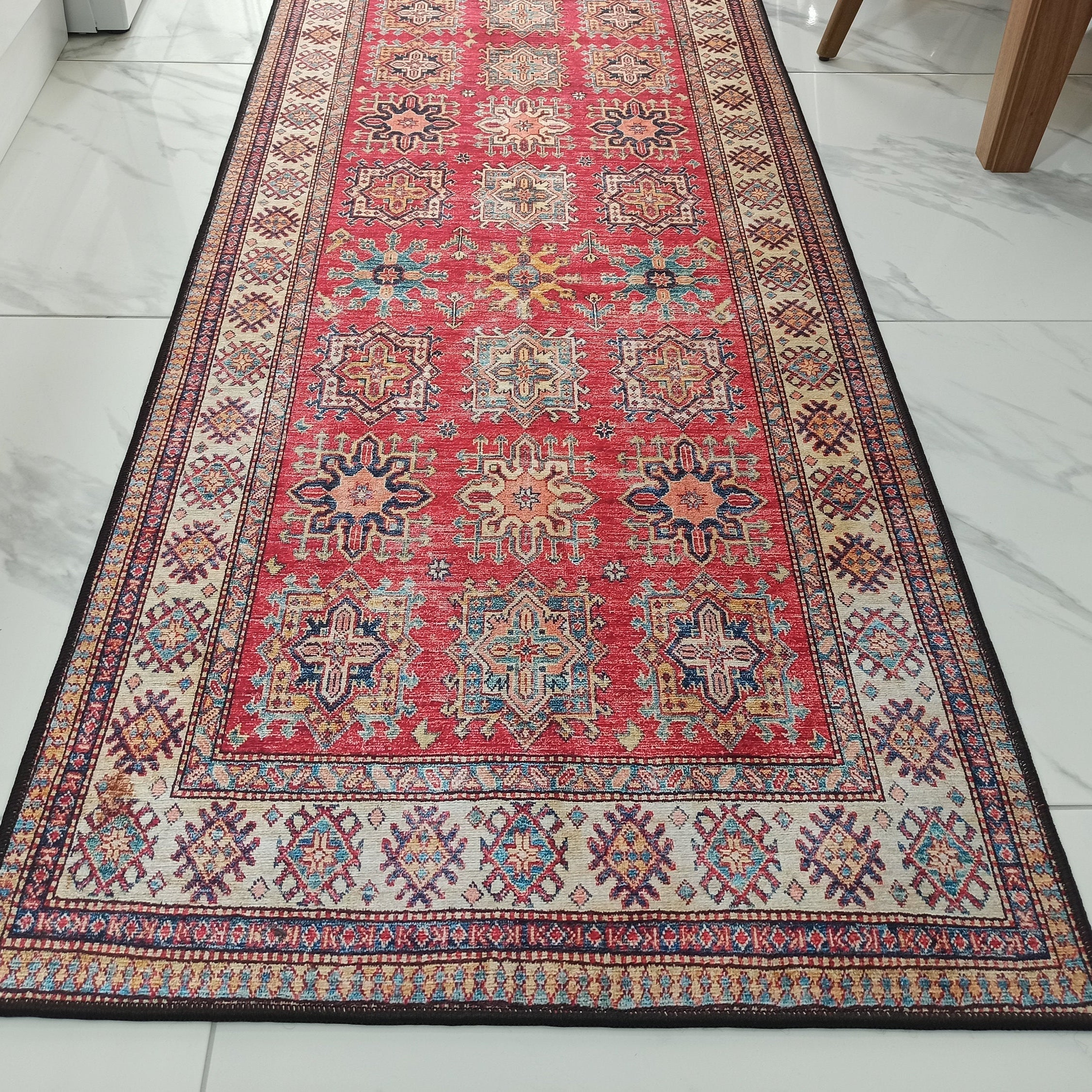 Ravia Runner Turkish Kilim Red Beige Rug