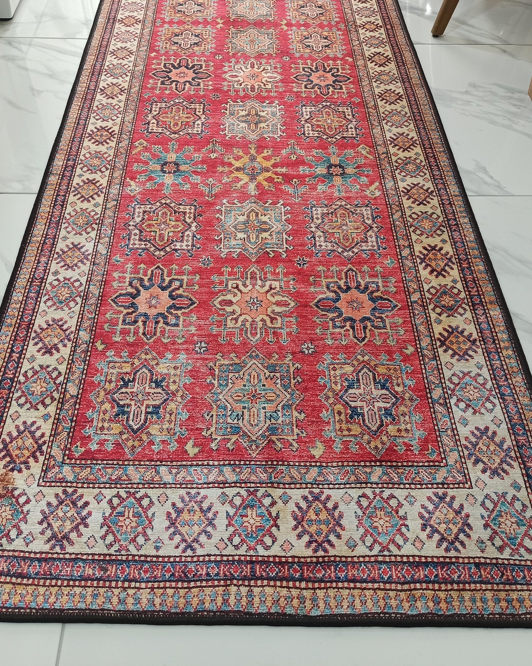Ravia Runner Turkish Kilim Red Beige Rug