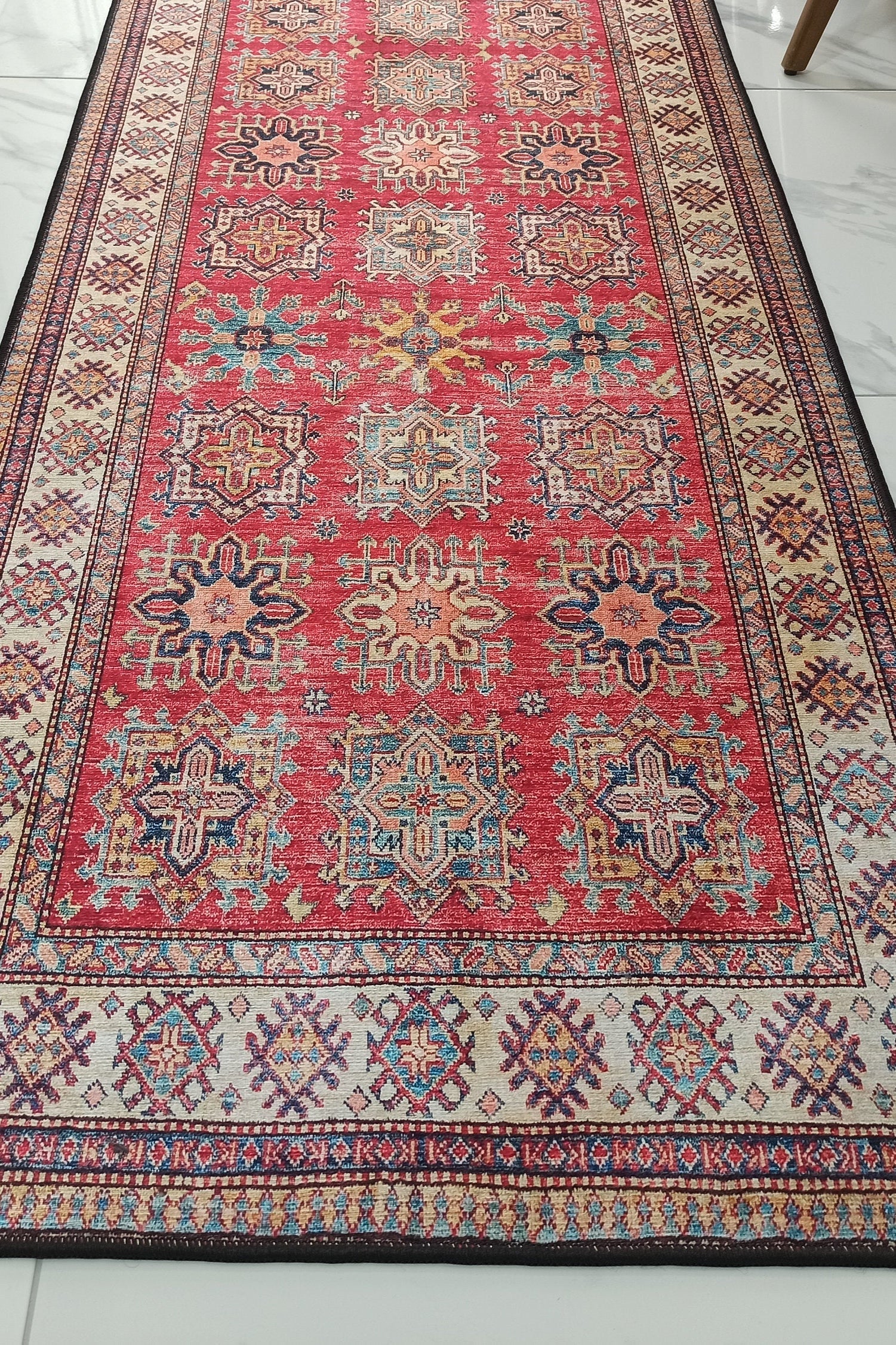 Ravia Runner Turkish Kilim Red Beige Rug