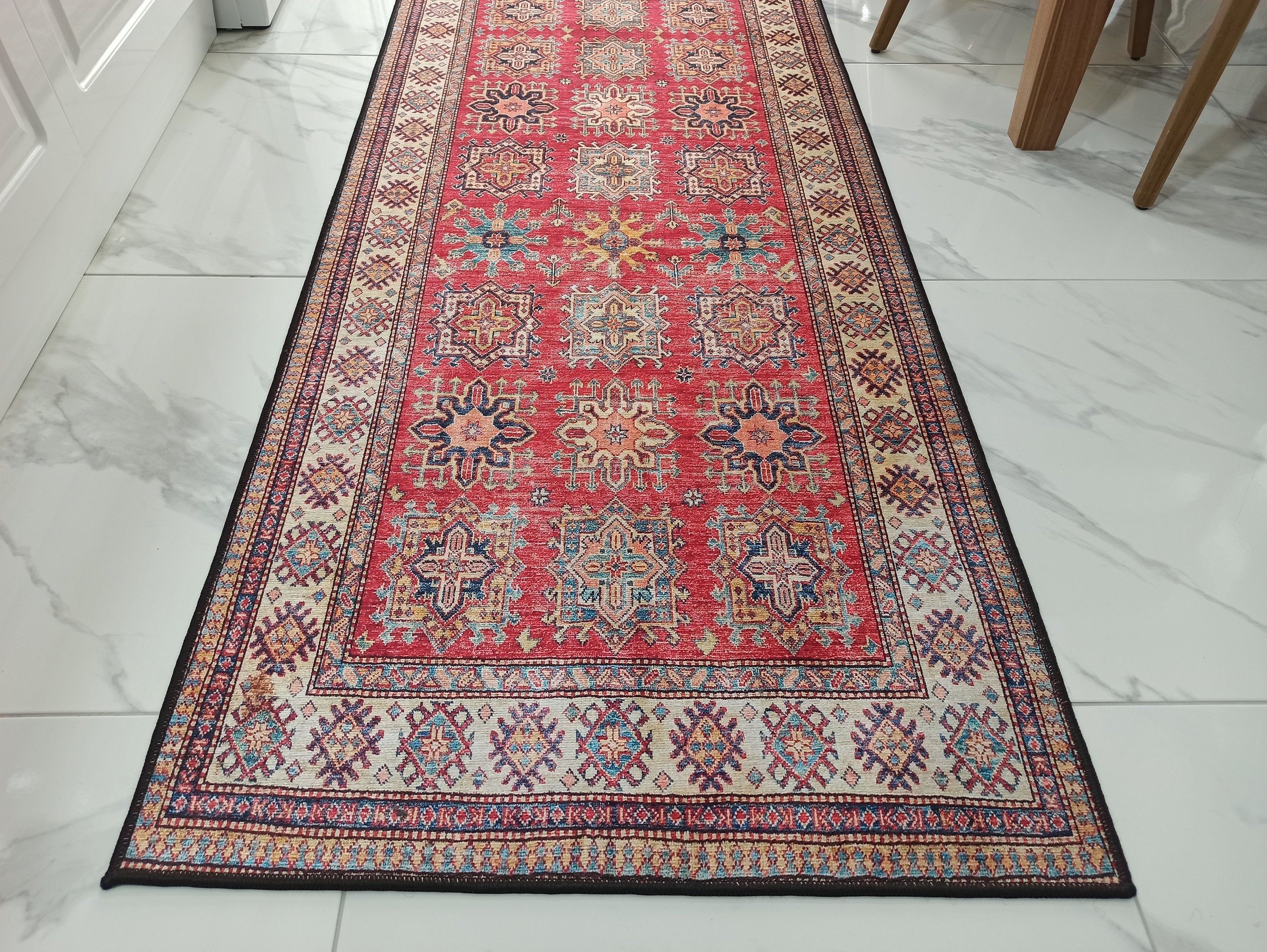 Ravia Runner Turkish Kilim Red Beige Rug