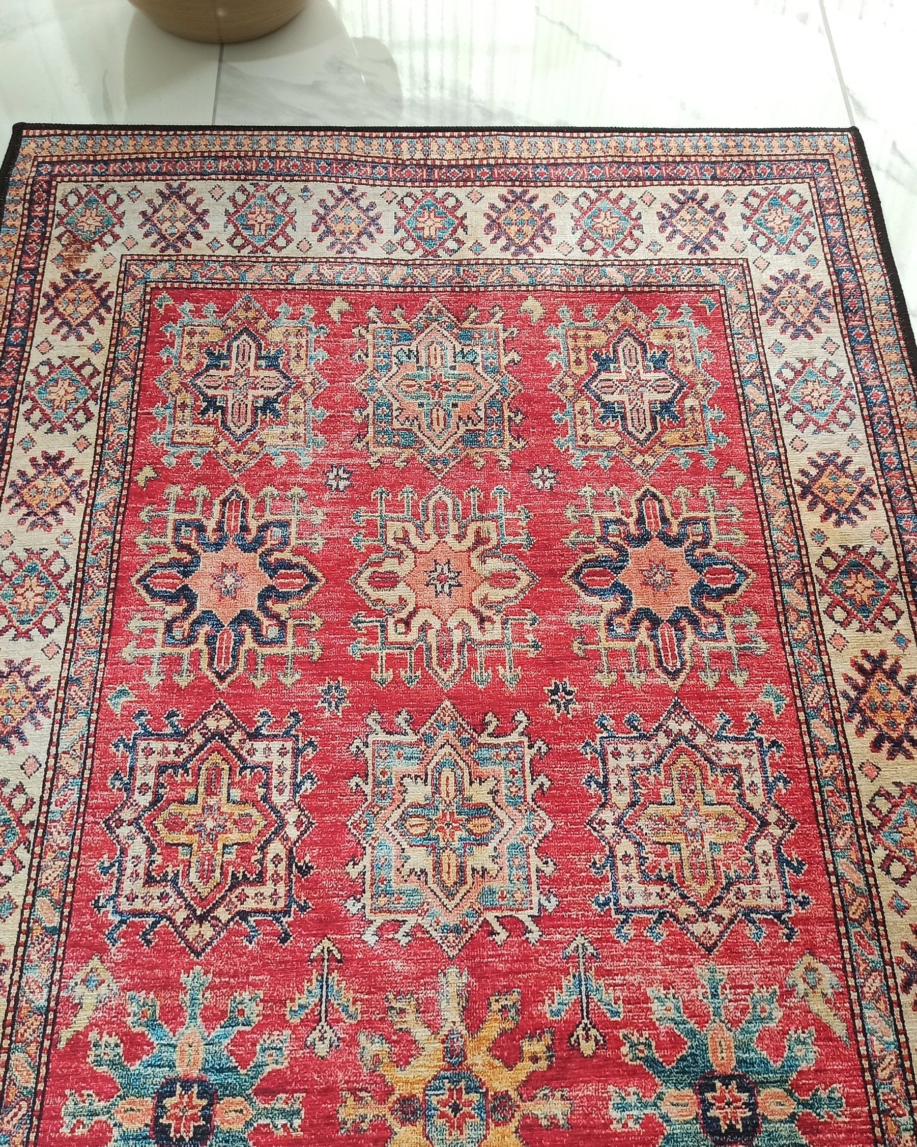 Ravia Runner Turkish Kilim Red Beige Rug