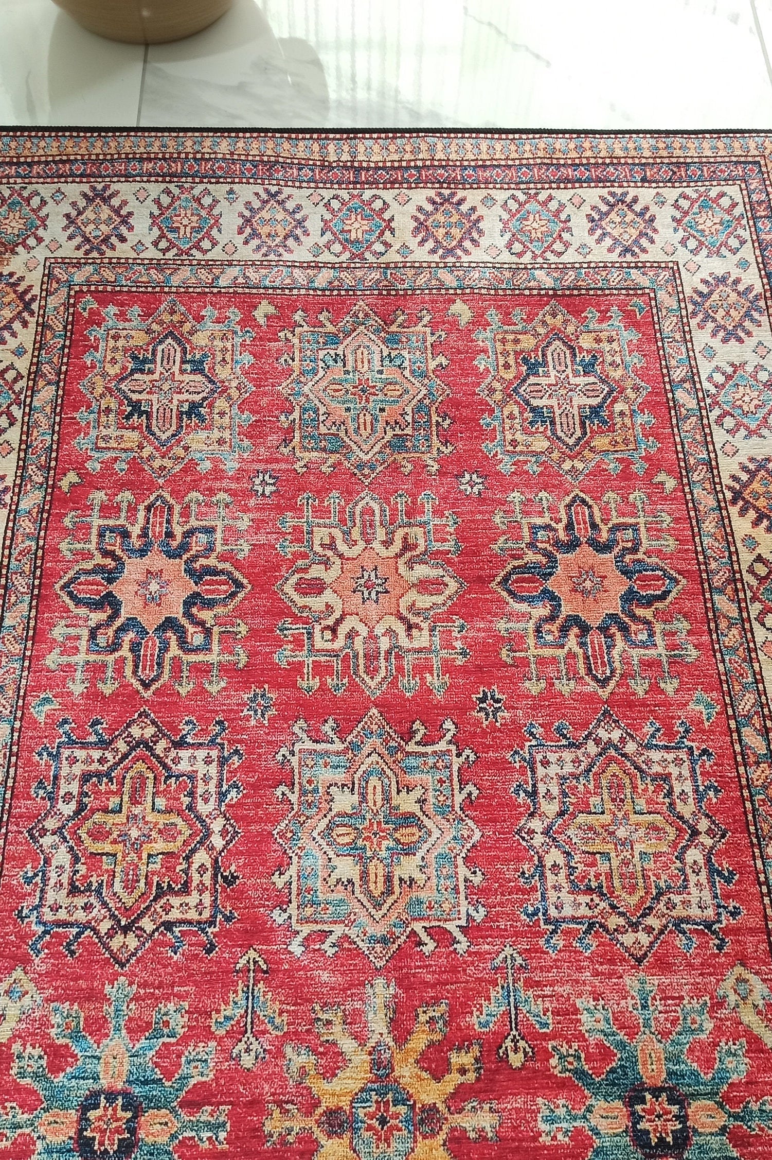 Ravia Runner Turkish Kilim Red Beige Rug