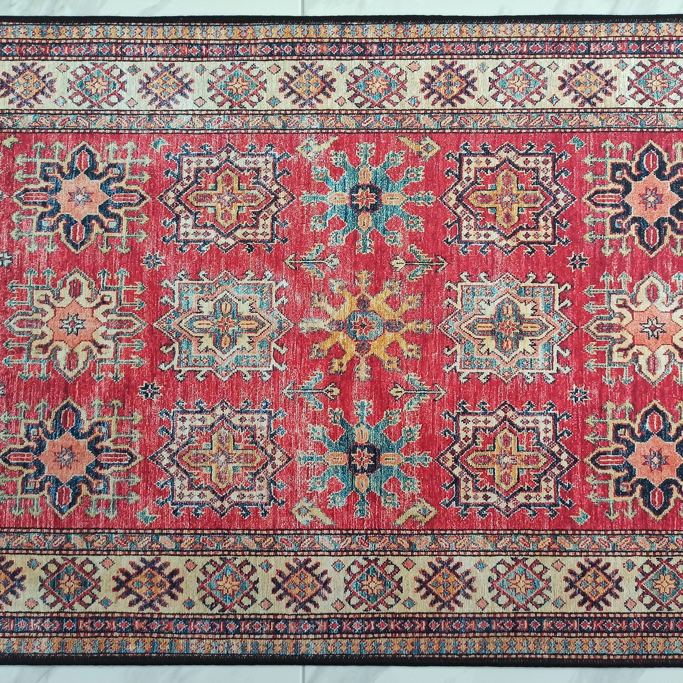 Ravia Runner Turkish Kilim Red Beige Rug