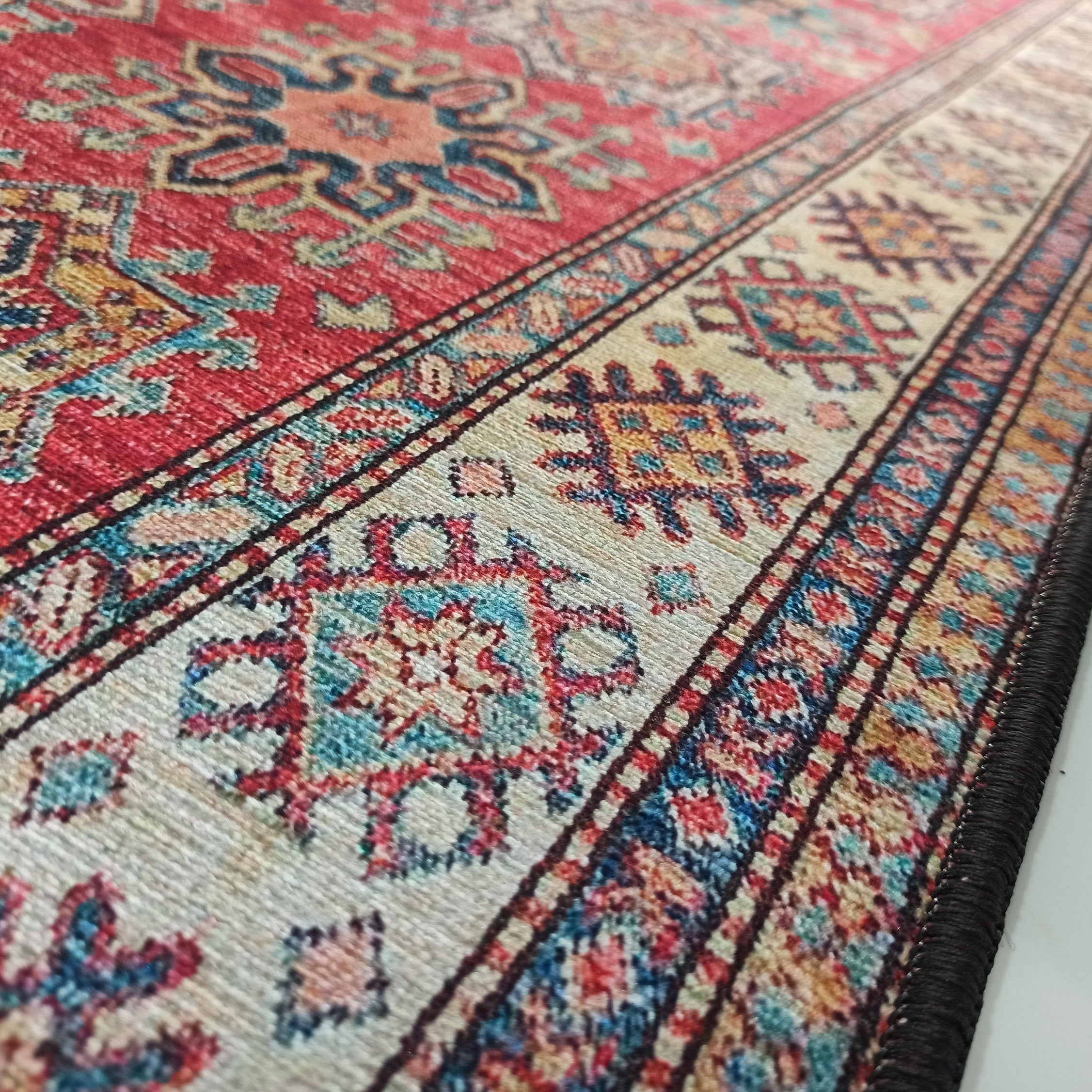 Ravia Runner Turkish Kilim Red Beige Rug