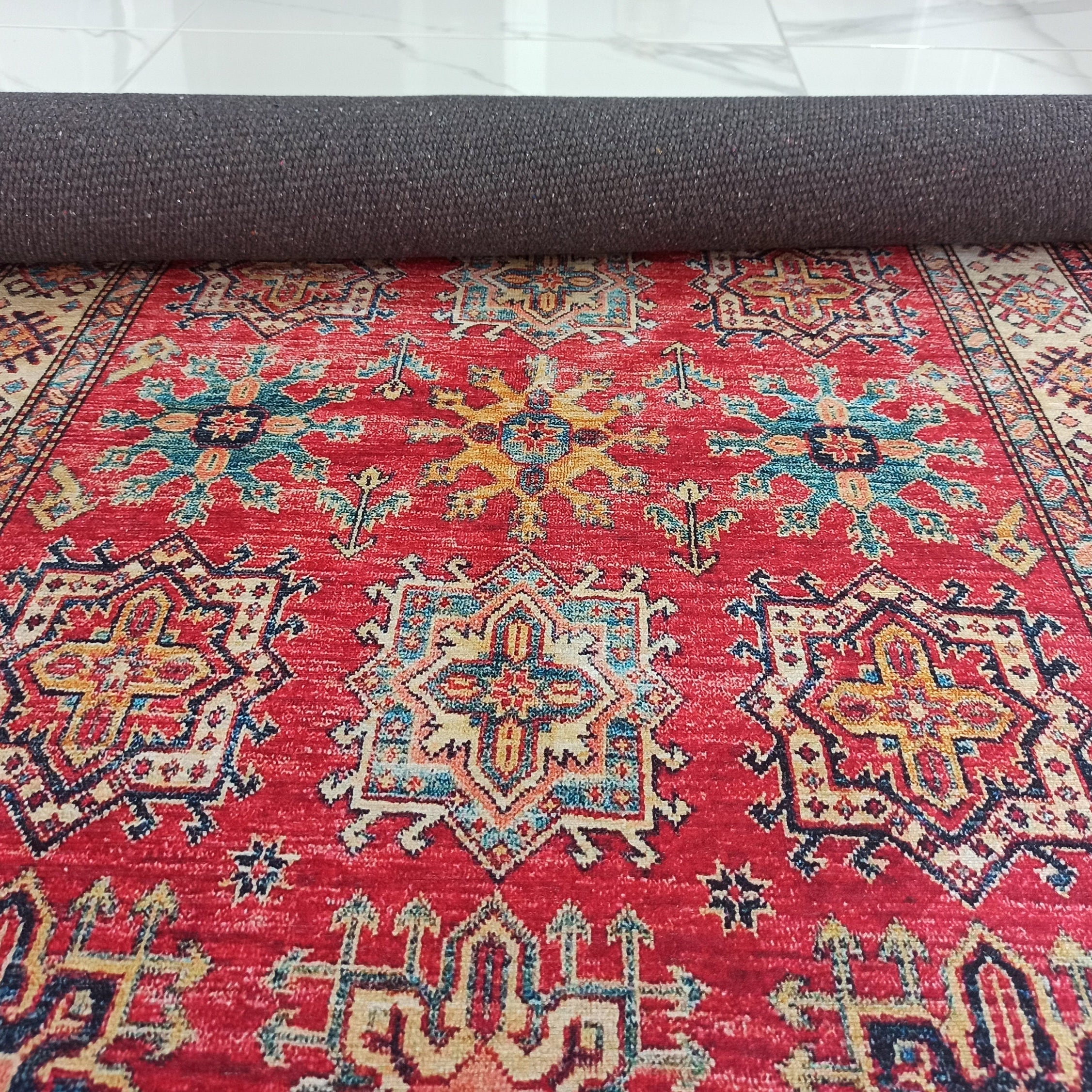 Ravia Runner Turkish Kilim Red Beige Rug