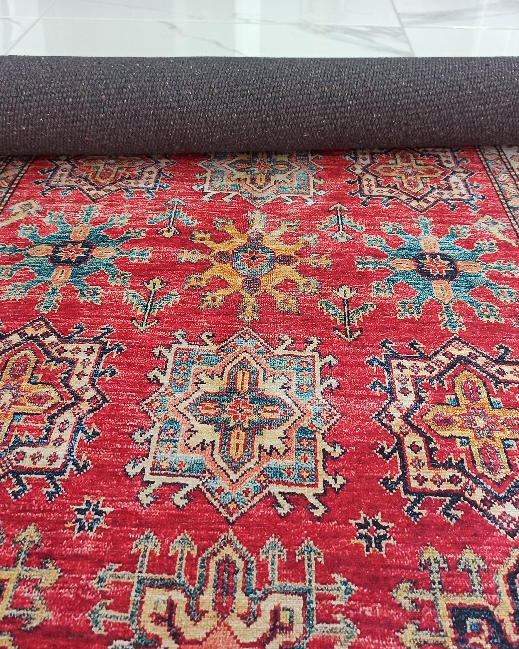 Ravia Runner Turkish Kilim Red Beige Rug