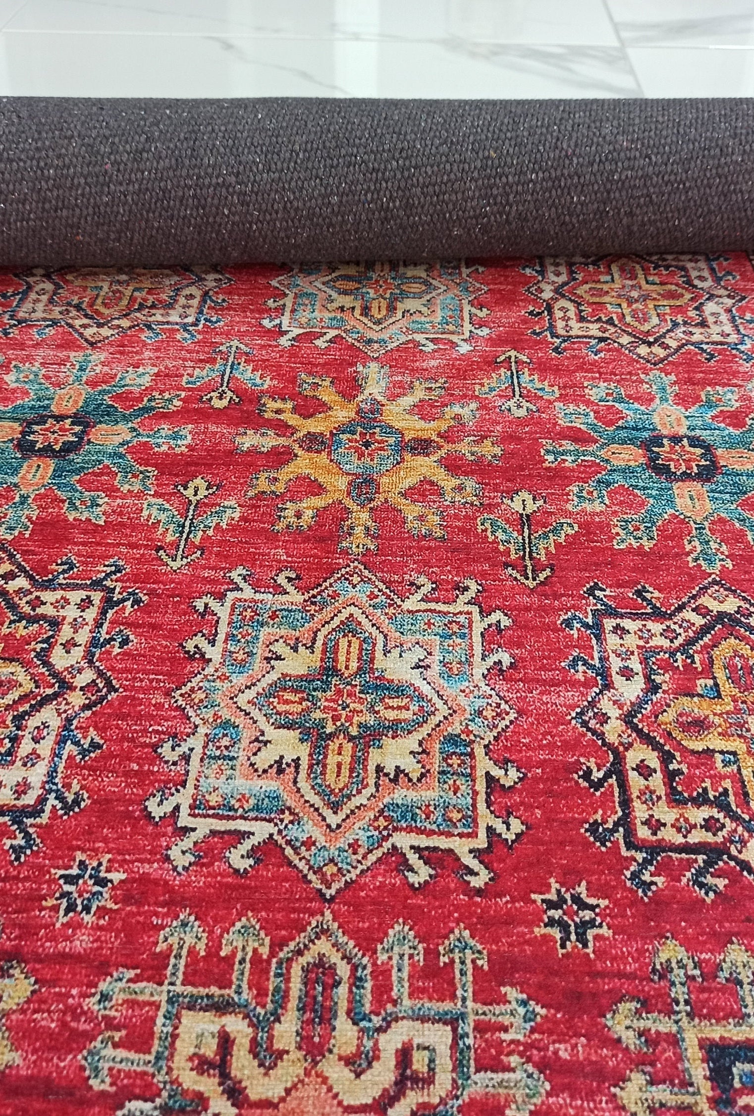 Ravia Runner Turkish Kilim Red Beige Rug