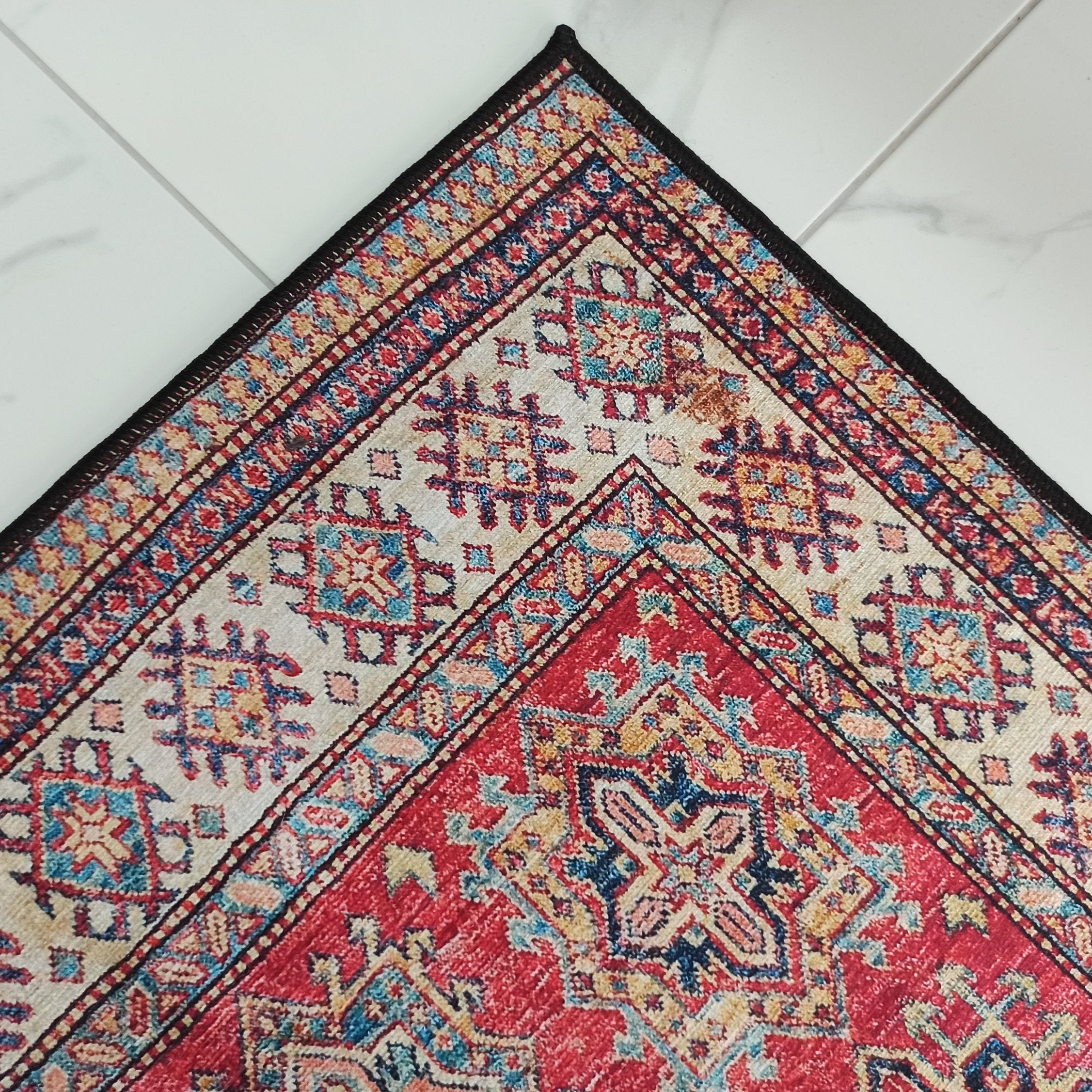 Ravia Runner Turkish Kilim Red Beige Rug