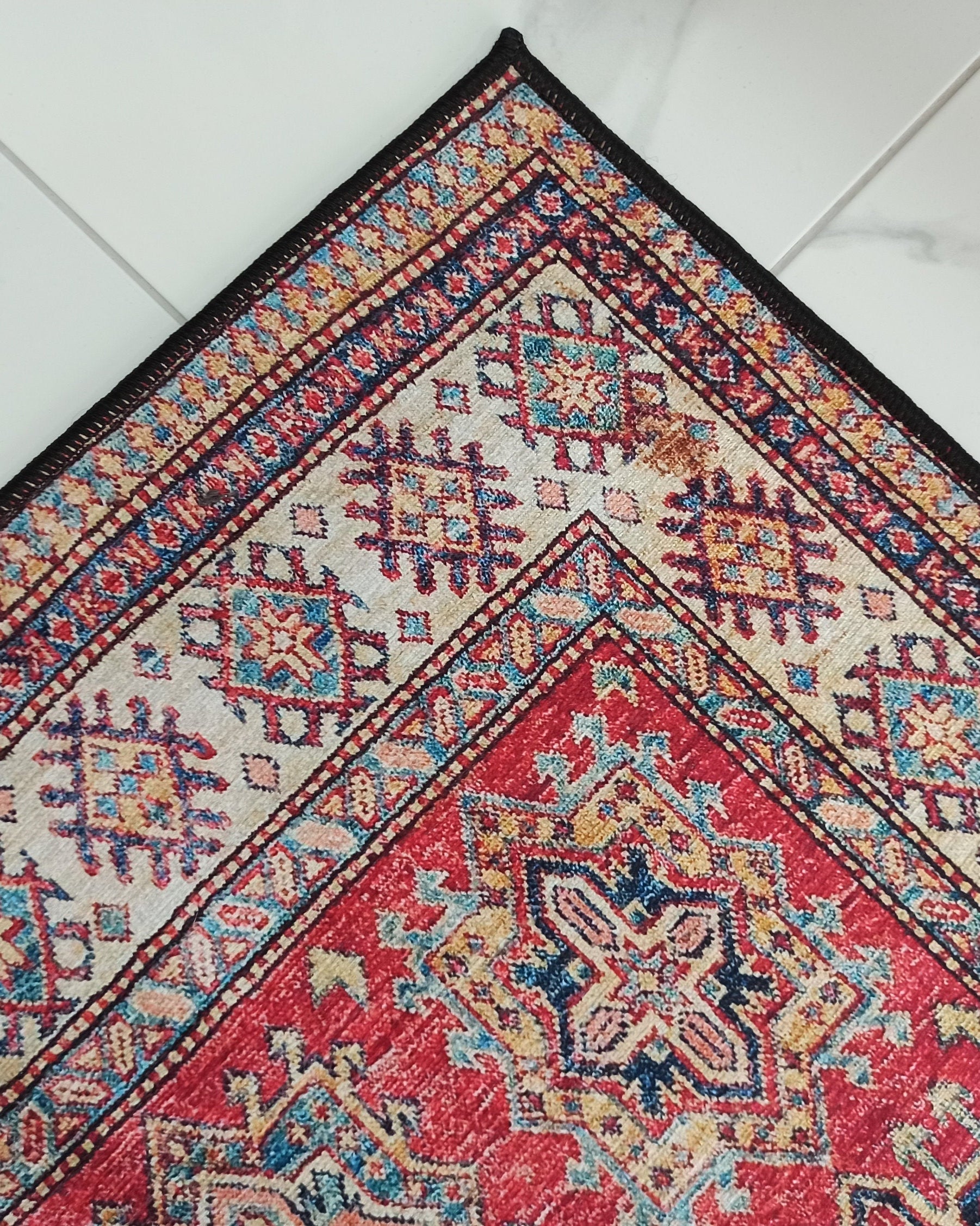 Ravia Runner Turkish Kilim Red Beige Rug